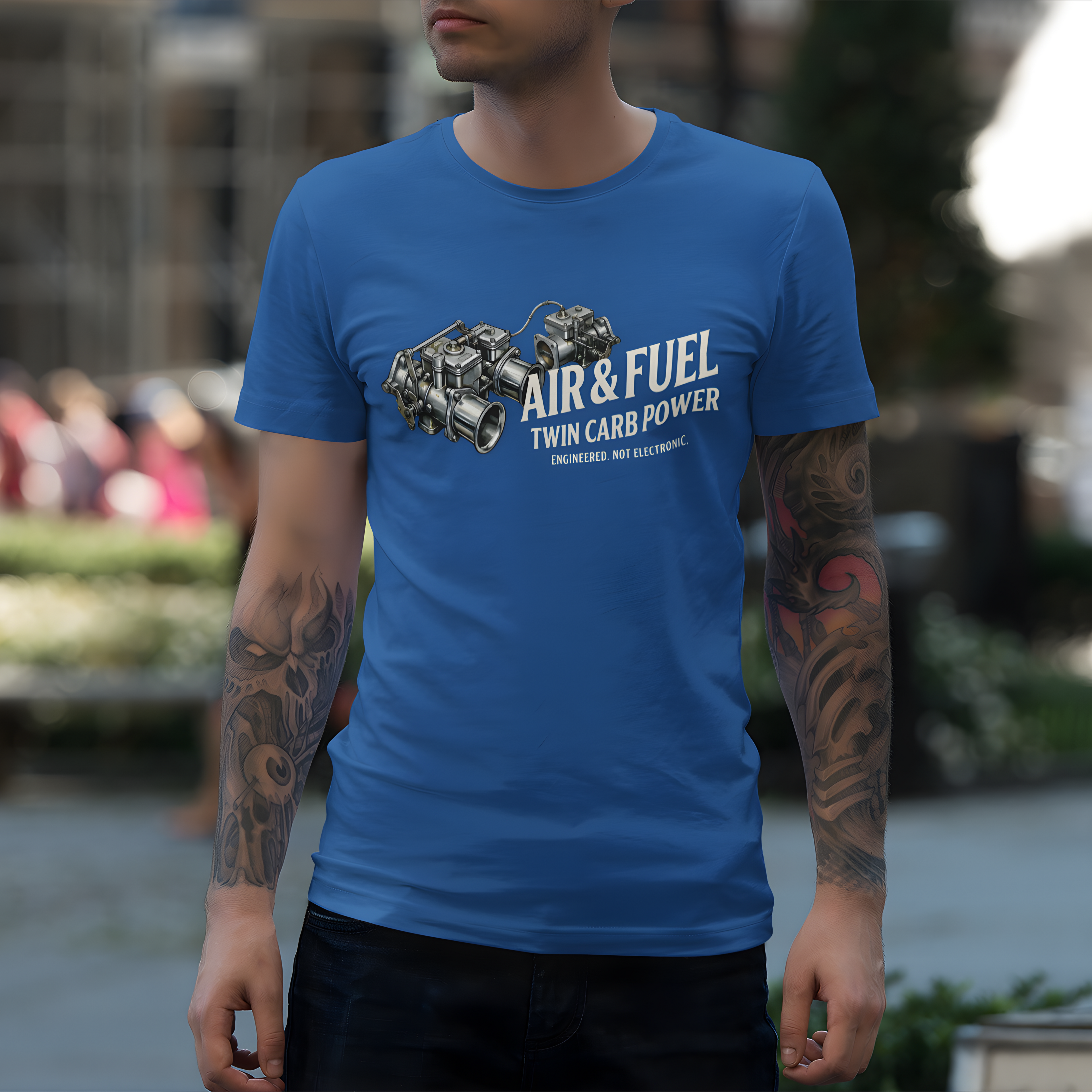 Air & Fuel Twin Carb Power T-Shirt - Engine Illustration Tee