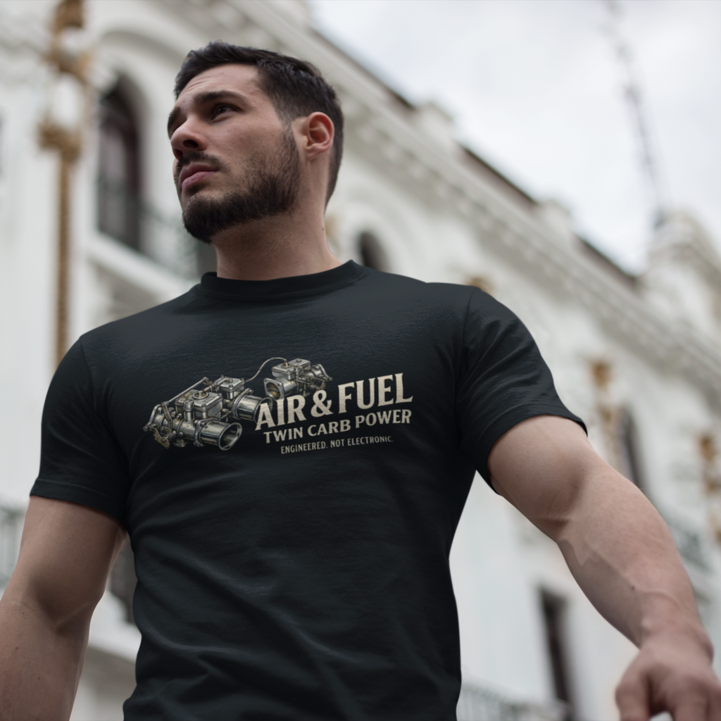 Air & Fuel Twin Carb Power T-Shirt - Engine Illustration Tee