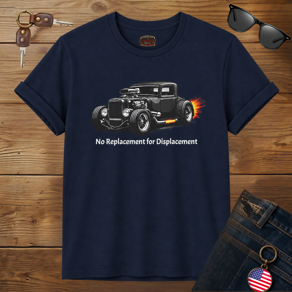 No Replacement for Displacement T-Shirt - Hot Rod Tee