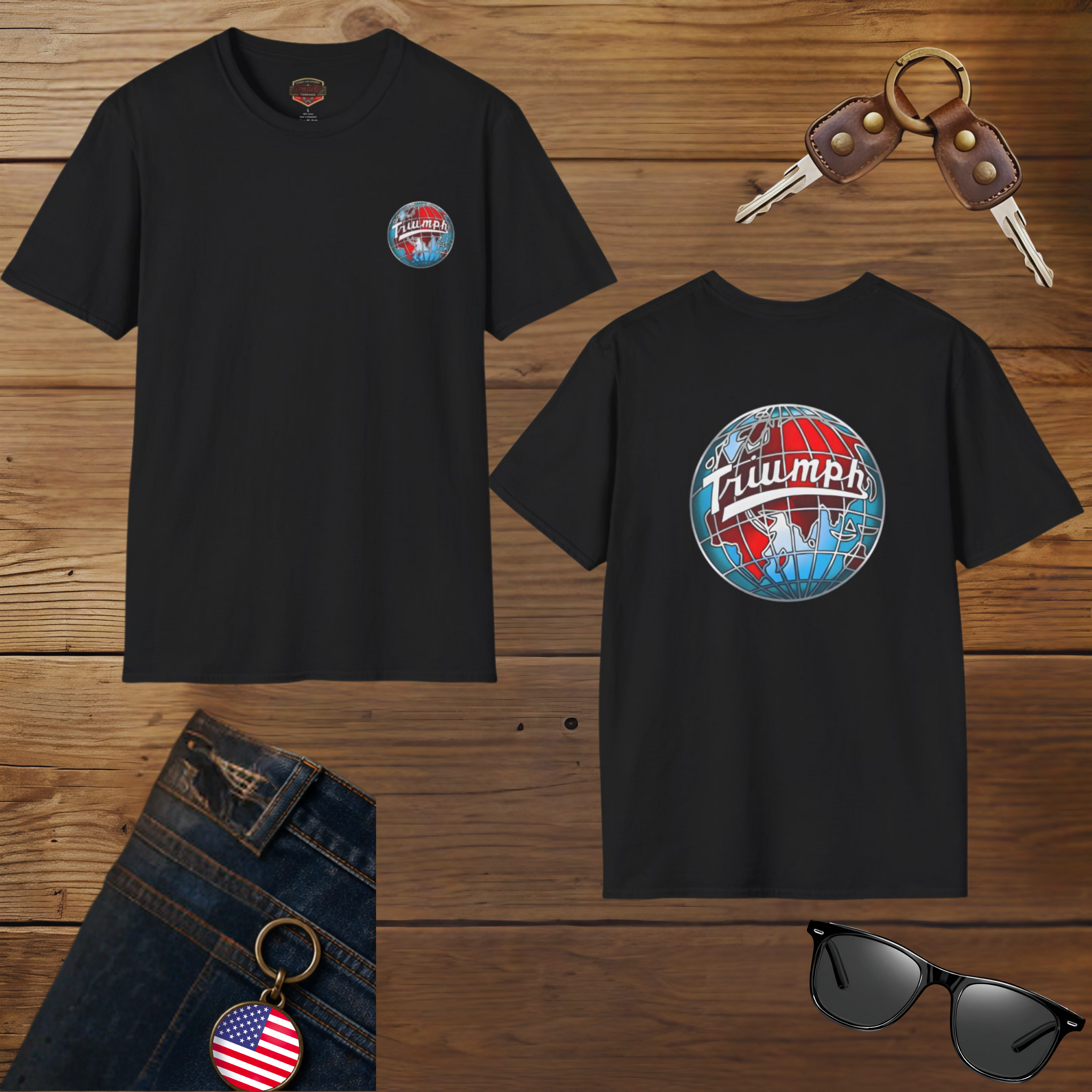 Vintage Triumph Globe T-Shirt – Classic British Moto Tee