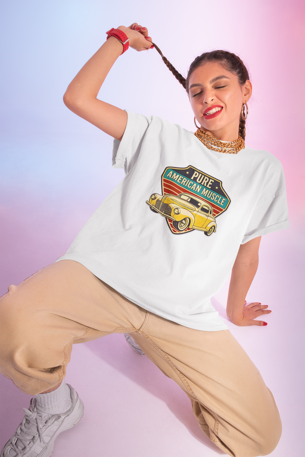 Yellow Hot Rod Shield Tee | Vintage Coupe Graphic Shirt