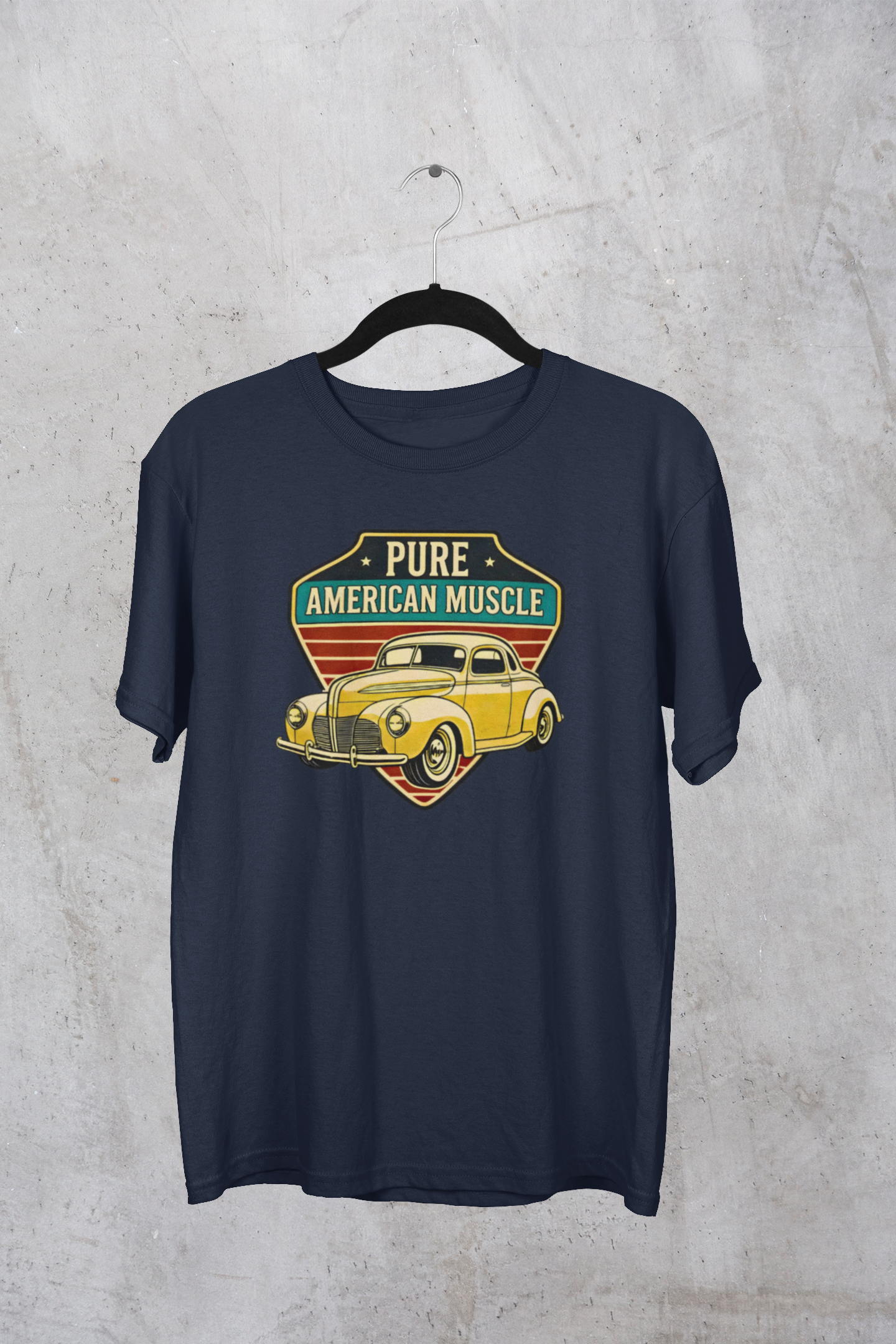 Yellow Hot Rod Shield Tee | Vintage Coupe Graphic Shirt