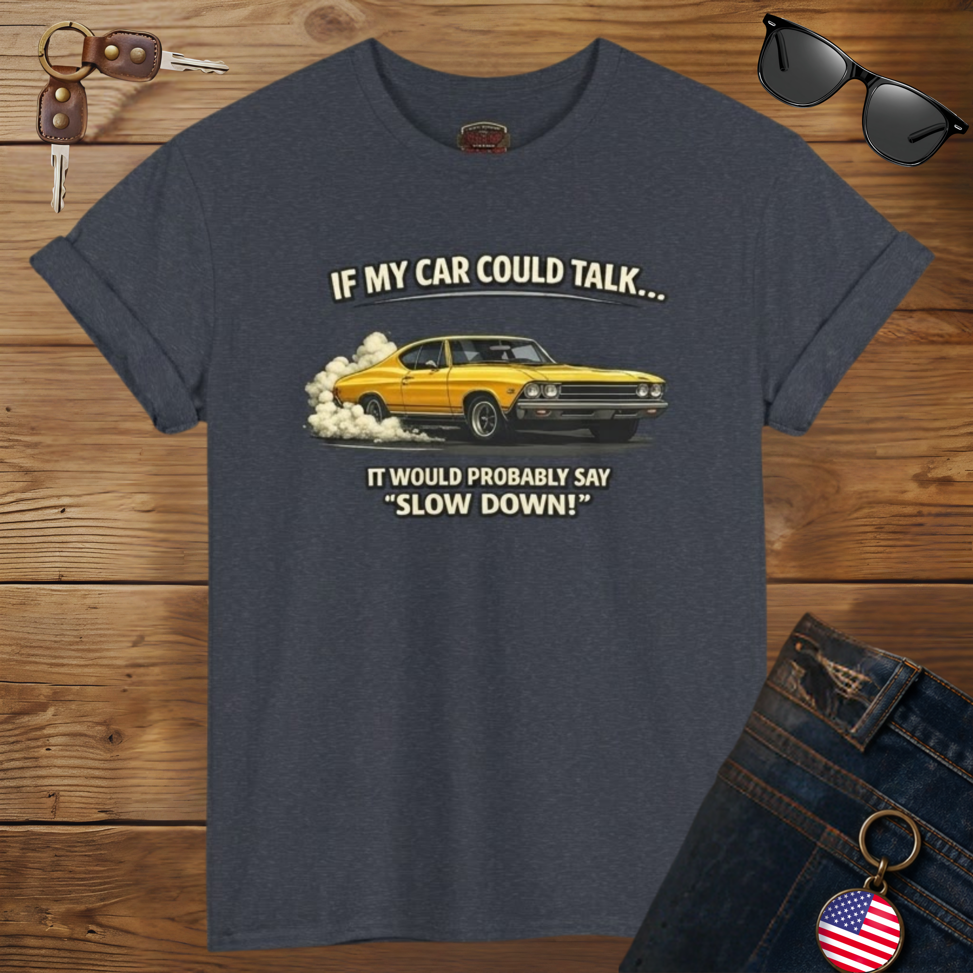Classic Car Humor T-Shirt – Slow Down Vintage Tee