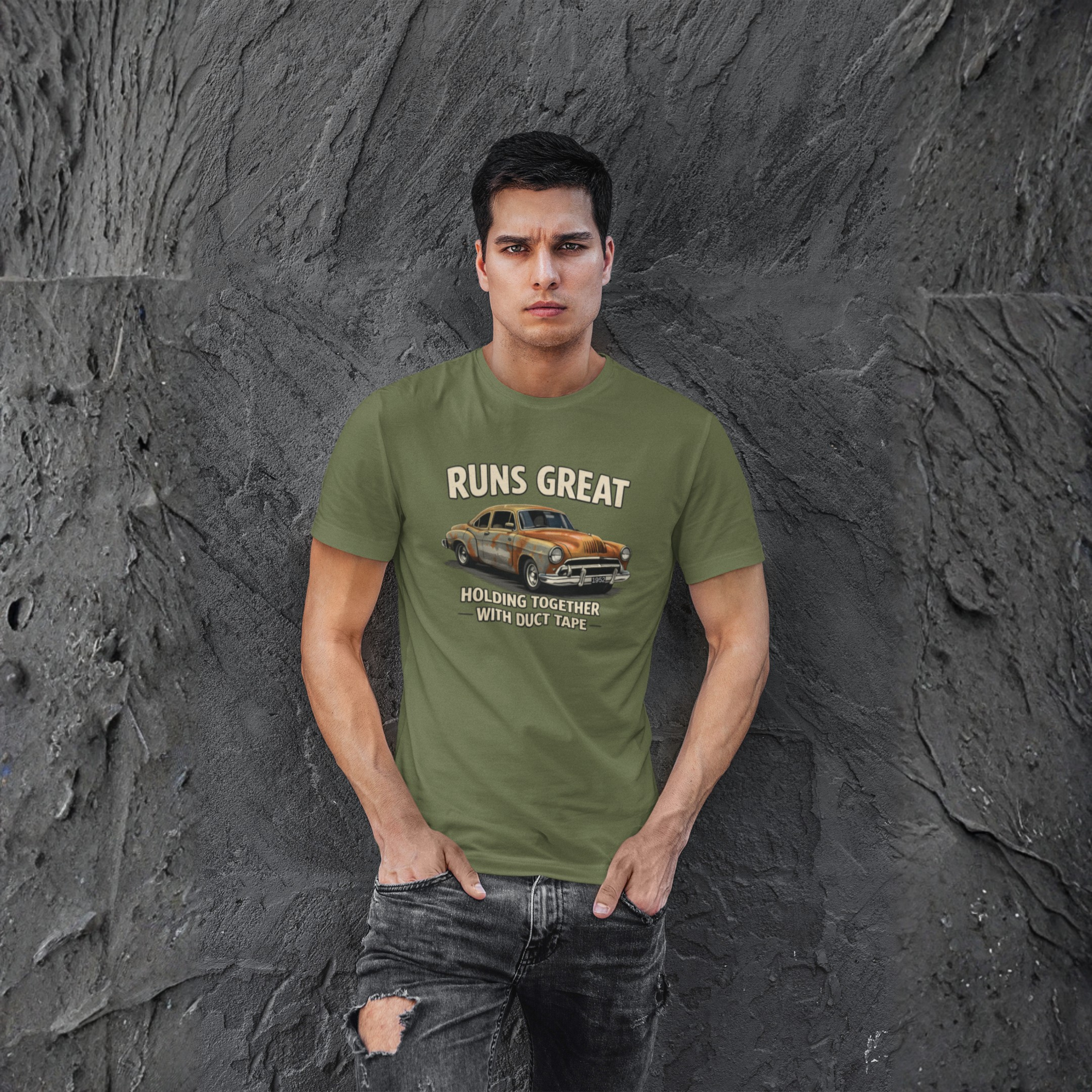 Vintage Car 'Runs Great' Tee | Classic Hot Rod Graphic Shirt