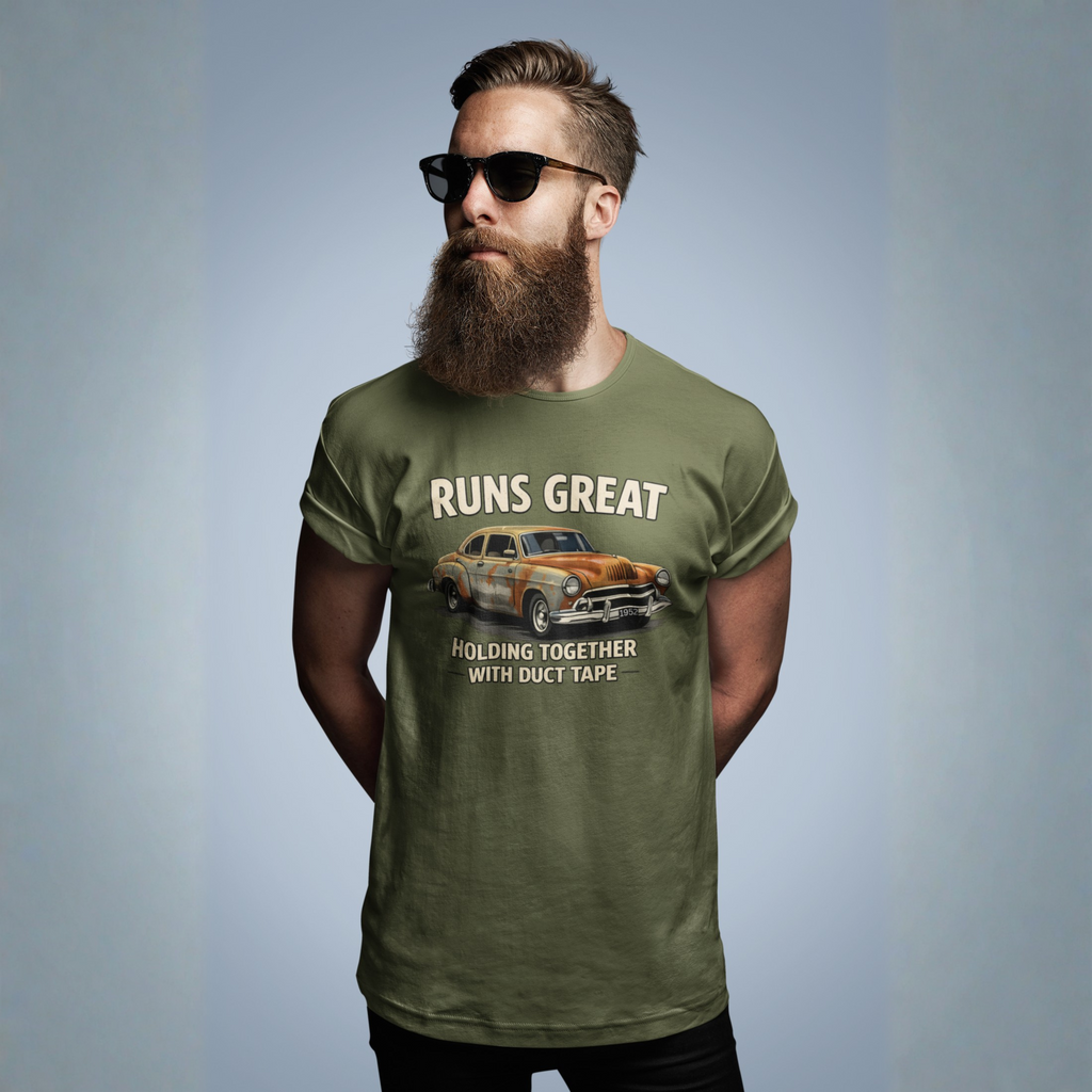 Vintage Car 'Runs Great' Tee | Classic Hot Rod Graphic Shirt