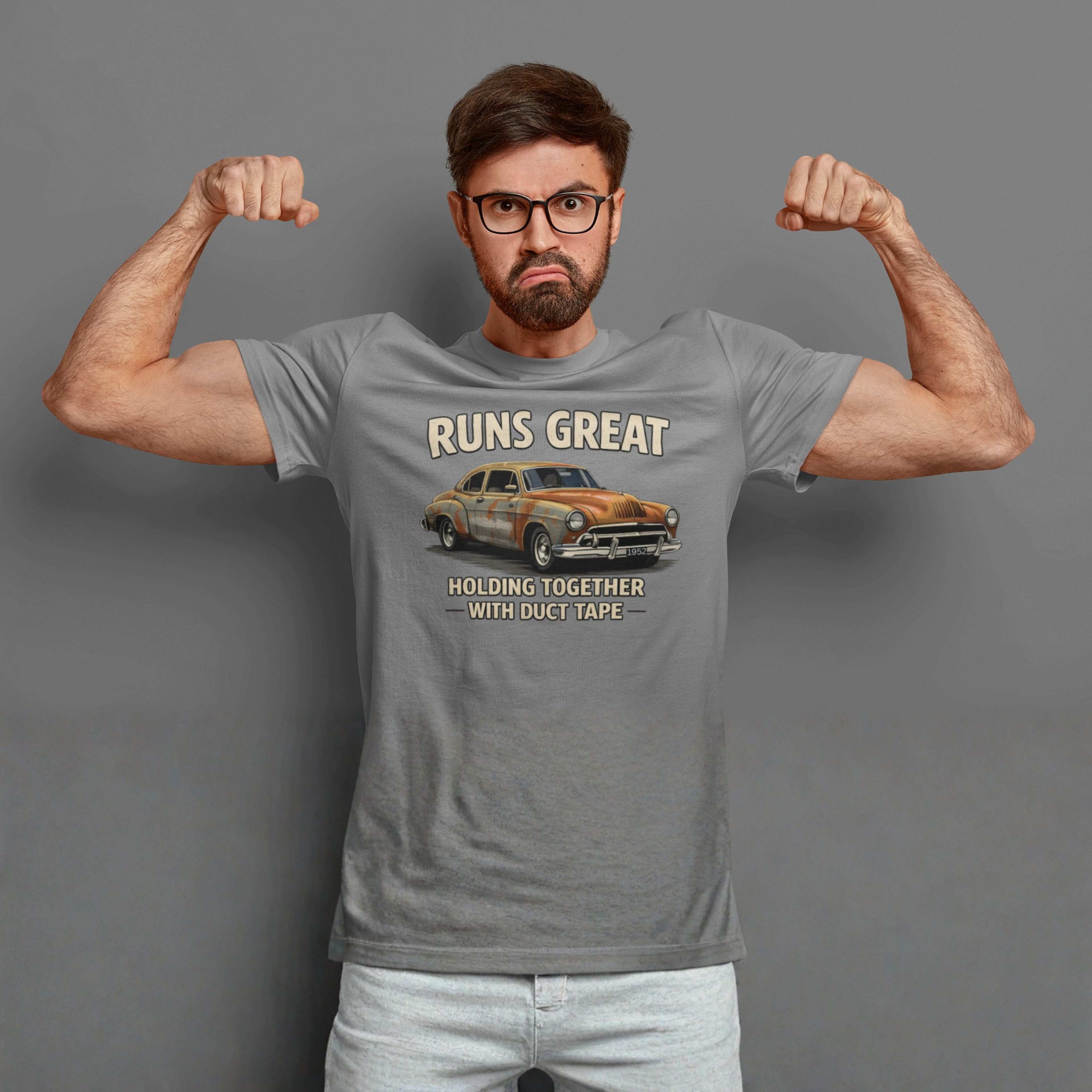 Vintage Car 'Runs Great' Tee | Classic Hot Rod Graphic Shirt