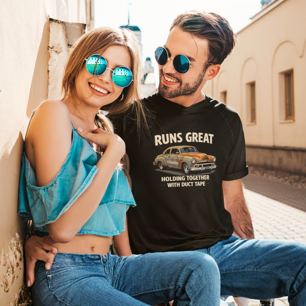 Vintage Car 'Runs Great' Tee | Classic Hot Rod Graphic Shirt