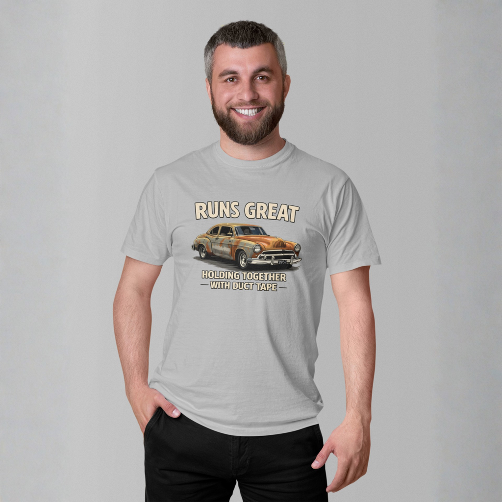 Vintage Car 'Runs Great' Tee | Classic Hot Rod Graphic Shirt
