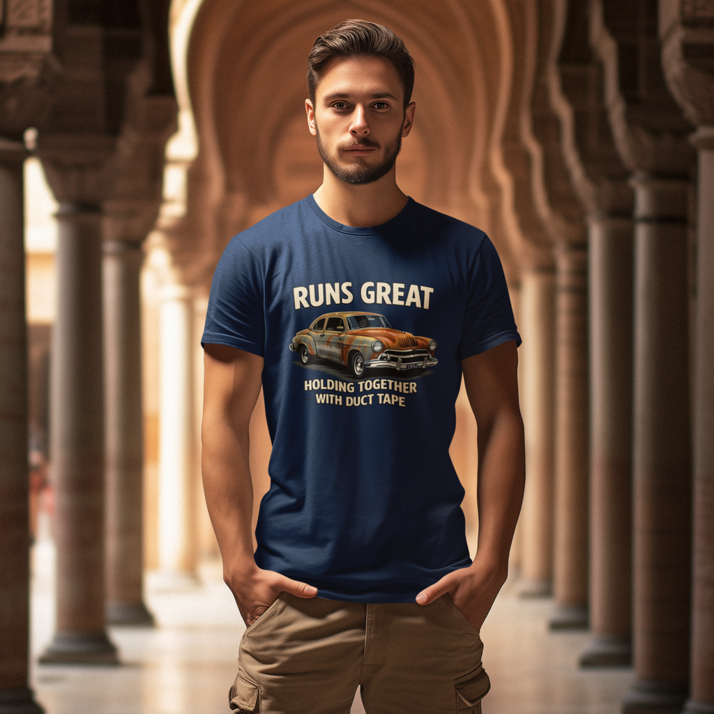 Vintage Car 'Runs Great' Tee | Classic Hot Rod Graphic Shirt