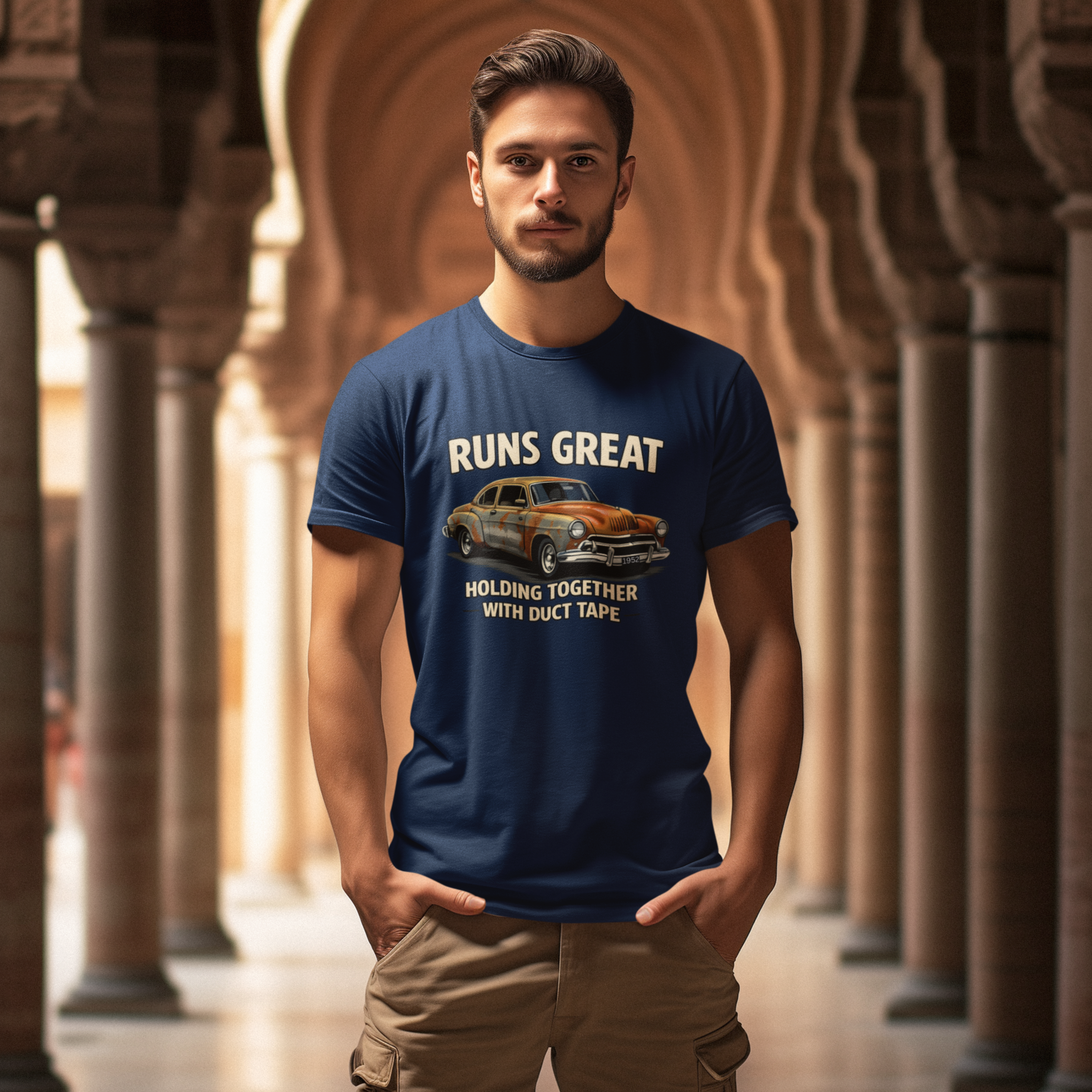 Vintage Car 'Runs Great' Tee | Classic Hot Rod Graphic Shirt