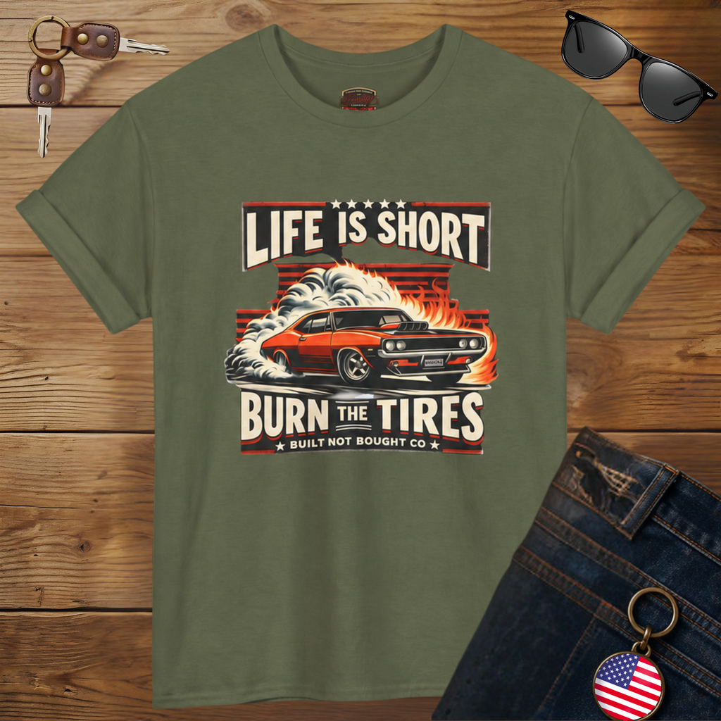 Vintage Muscle Car T-Shirt – Burn the Tires Tee