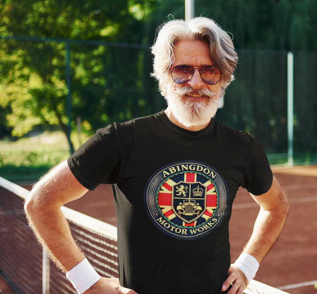 Abingdon Motor Works T‑Shirt — Vintage British Car Emblem Tee
