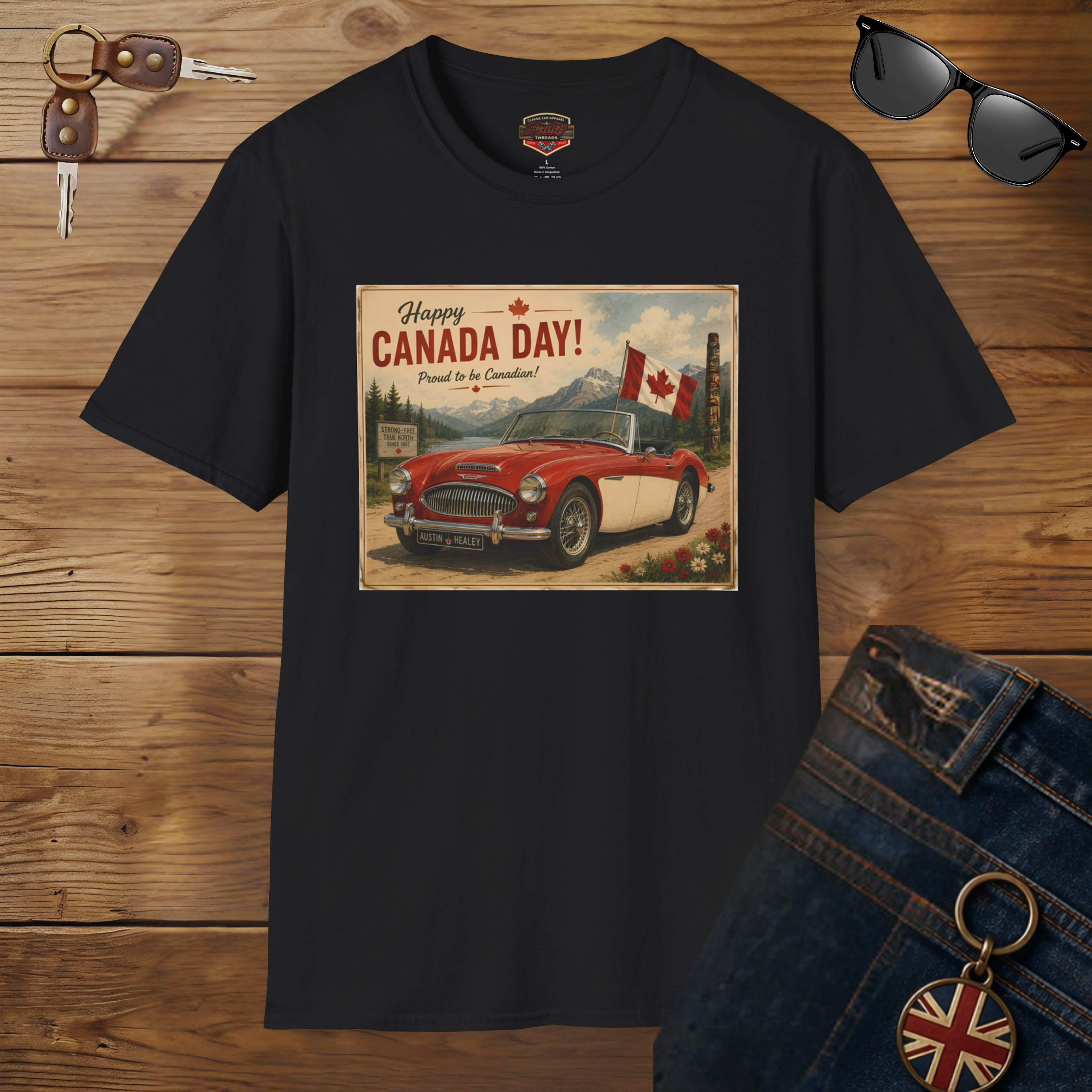 Happy Canada Day Classic Roadster T-Shirt – Vintage British Sports Car Tee