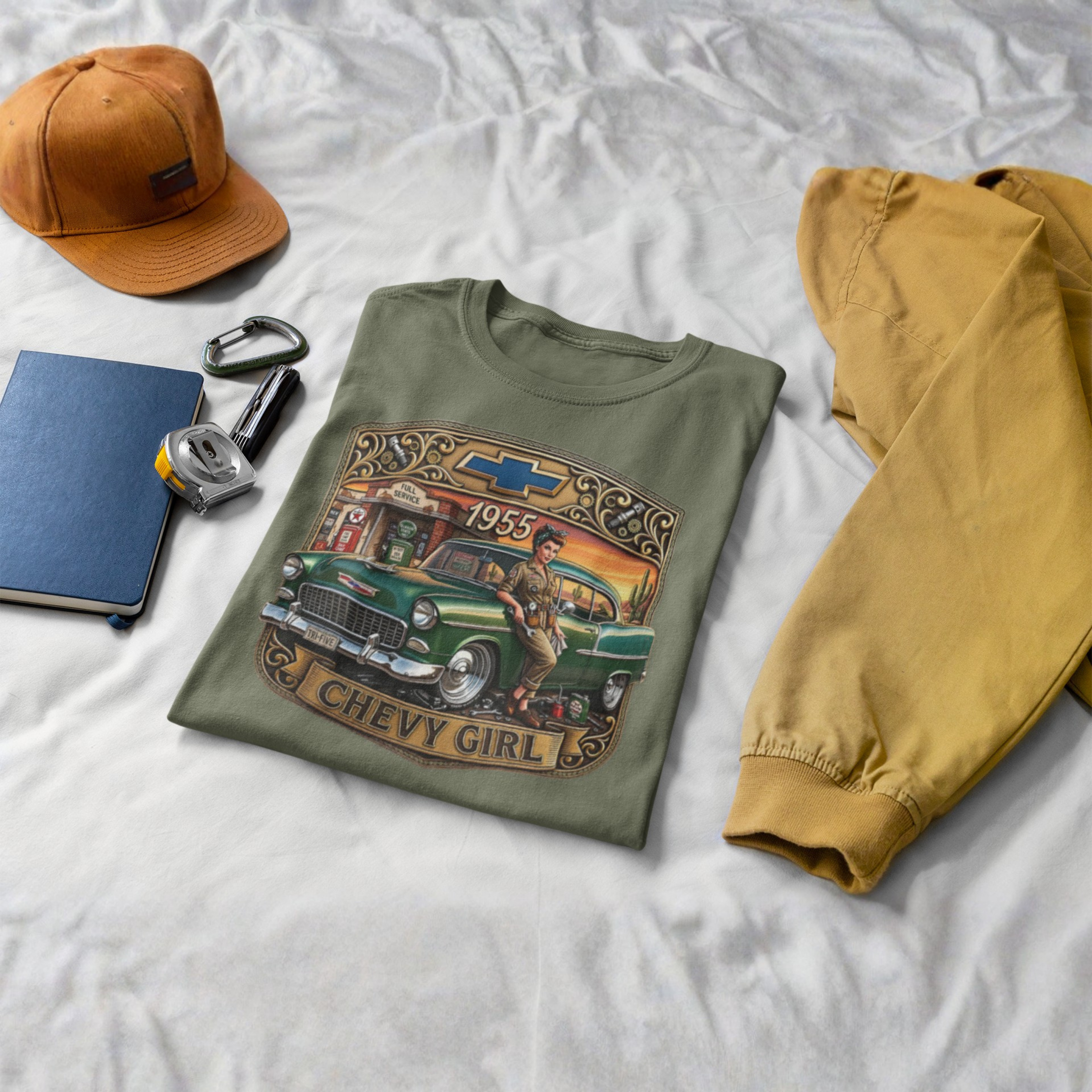 1955 Chevy Girl T-Shirt — Vintage Classic Car Retro Tee