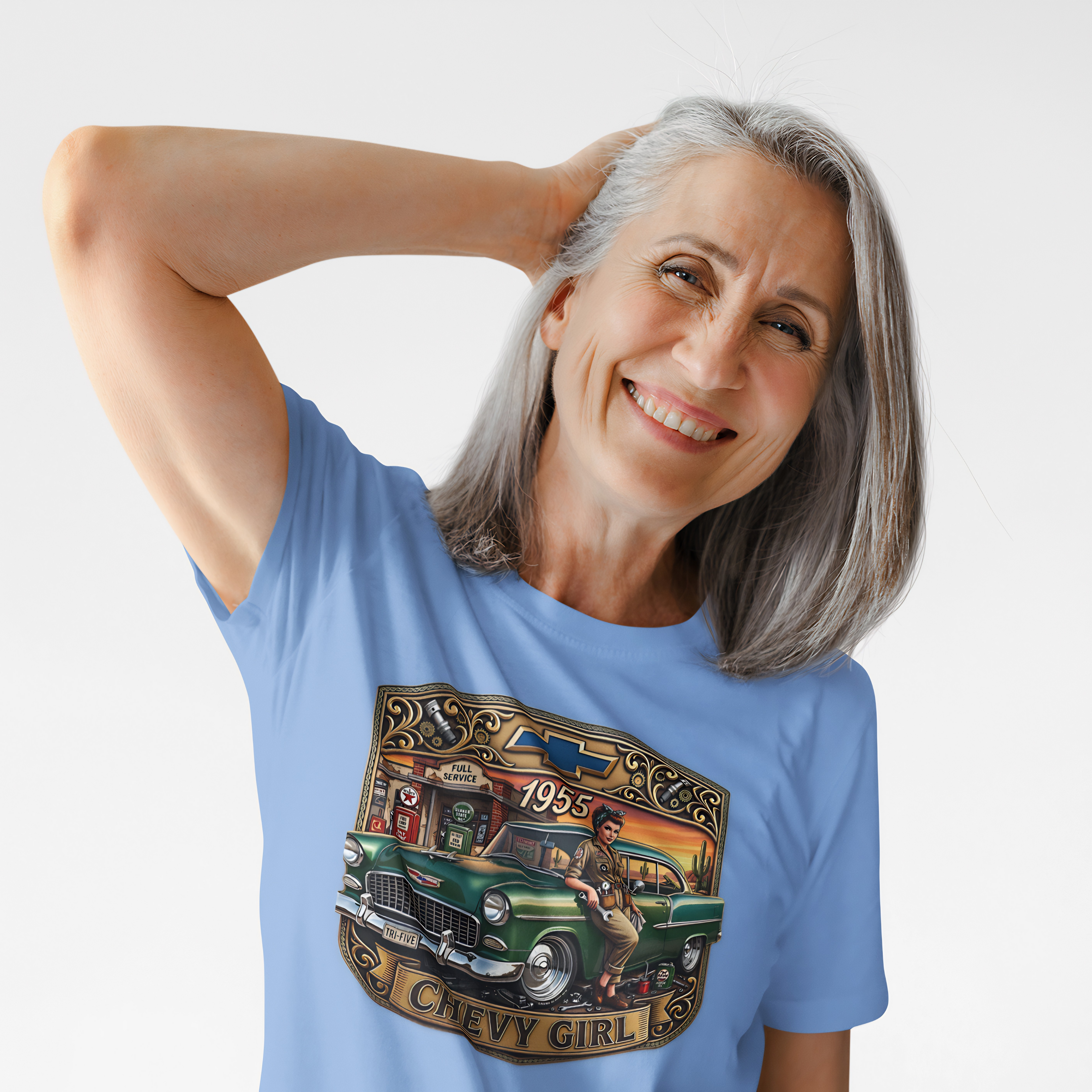 1955 Chevy Girl T-Shirt — Vintage Classic Car Retro Tee
