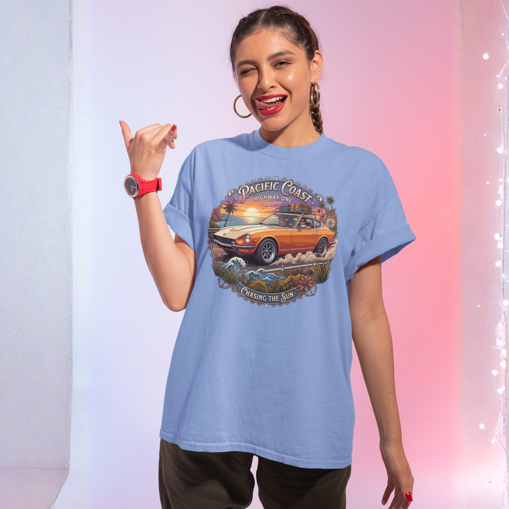 Classic Japanese Sports Coupe Sunset Coast Highway Vintage Tee