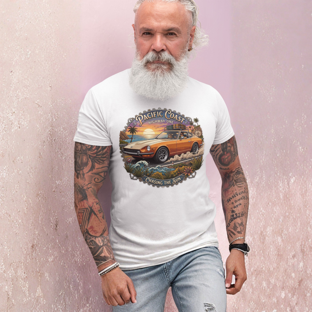 Classic Japanese Sports Coupe Sunset Coast Highway Vintage Tee