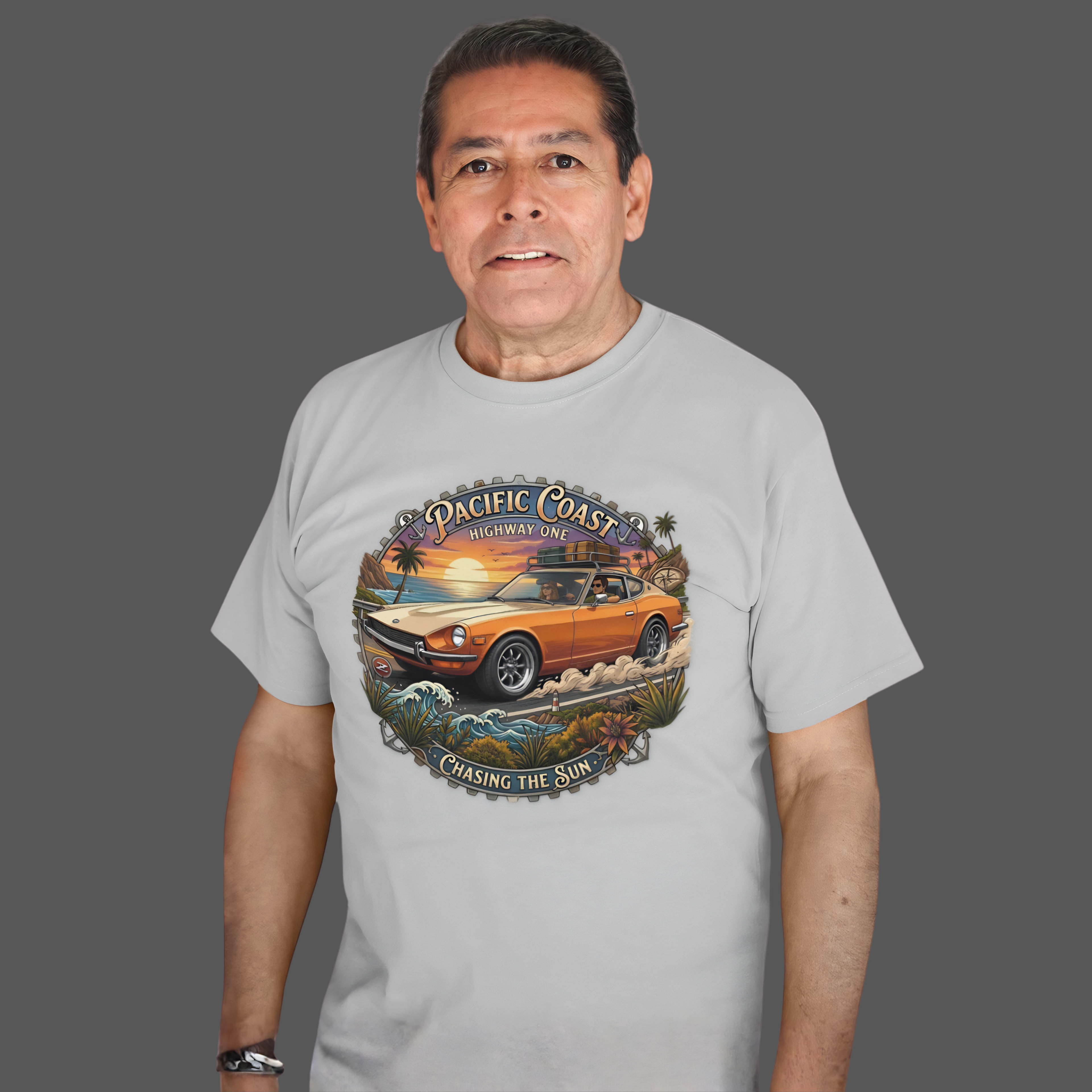 Classic Japanese Sports Coupe Sunset Coast Highway Vintage Tee