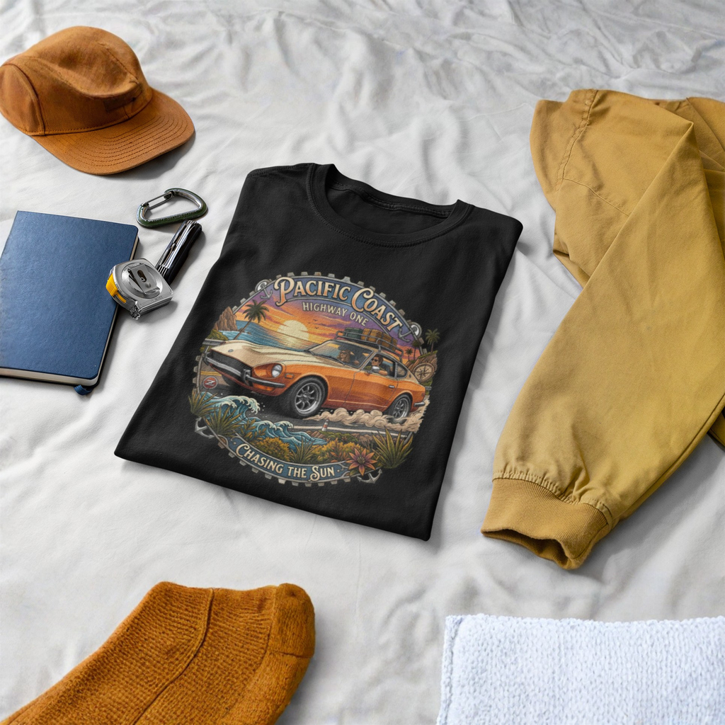 Classic Japanese Sports Coupe Sunset Coast Highway Vintage Tee