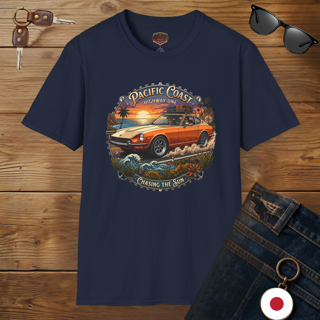 Classic Japanese Sports Coupe Sunset Coast Highway Vintage Tee