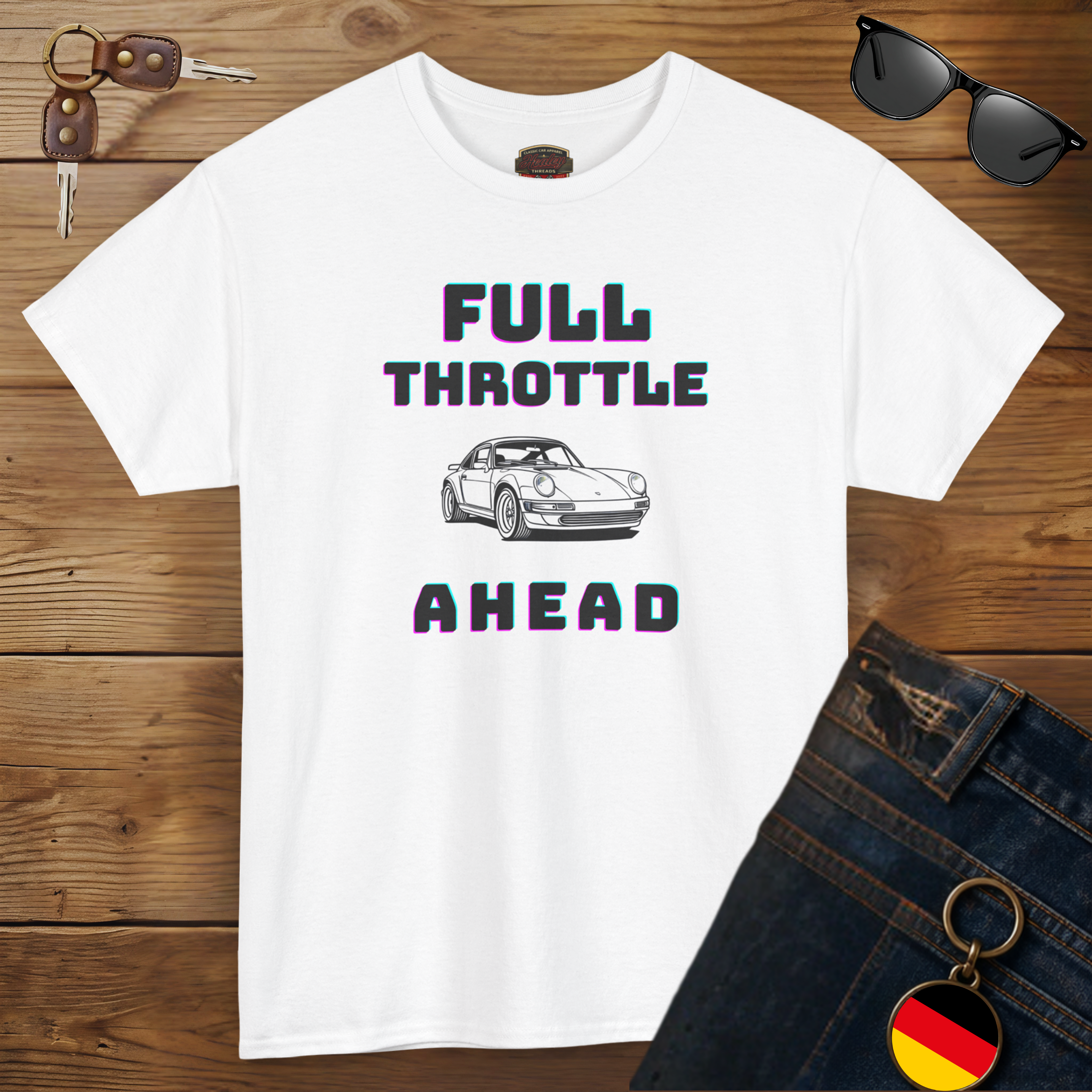Full Throttle Ahead Tee | Vintage Sports Car Graphic T-Shirt