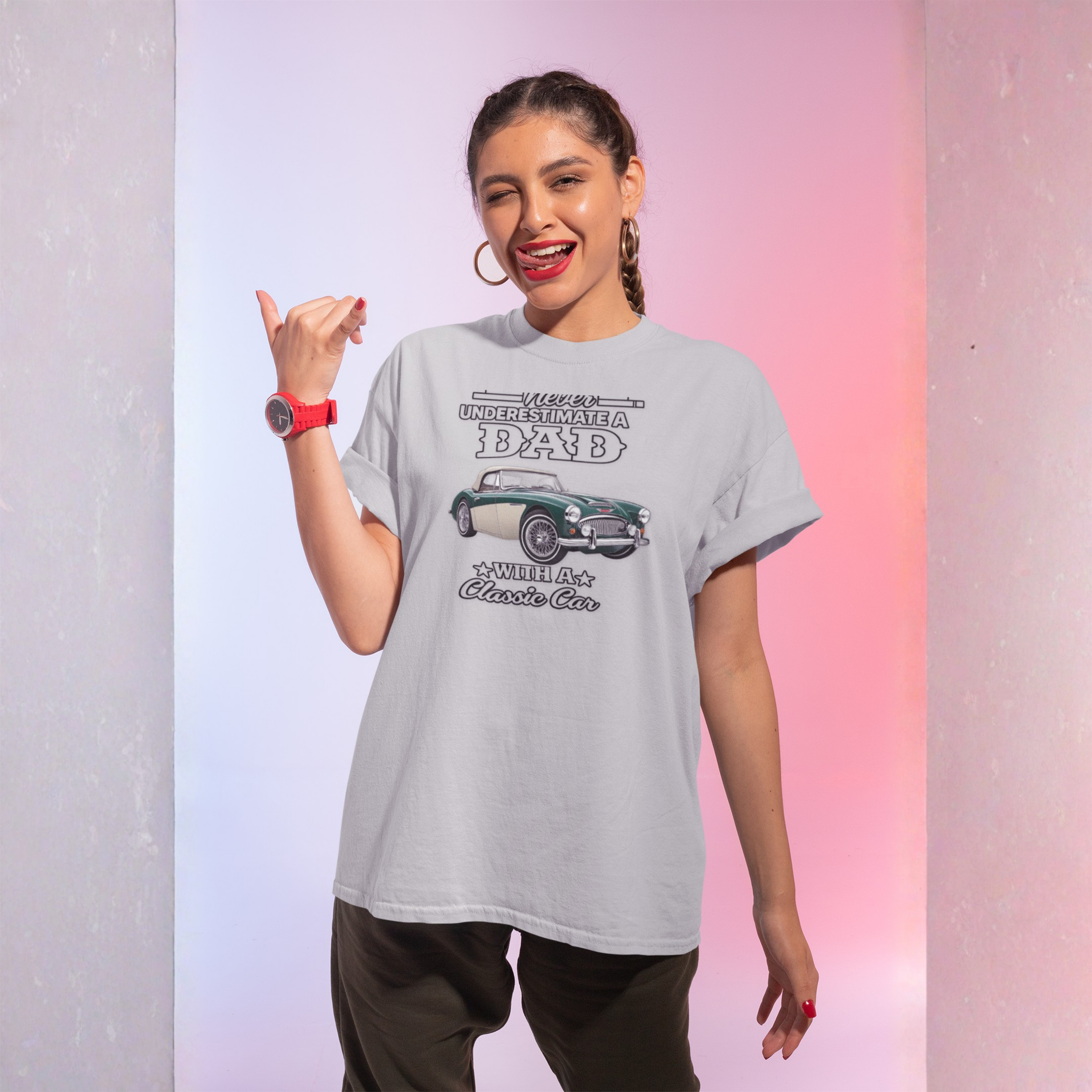 Never Underestimate a Dad With a Classic Car Tee