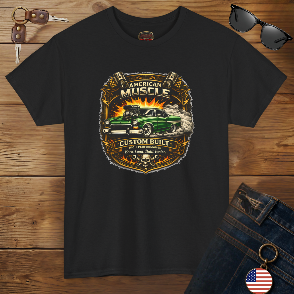 American Muscle Custom Built Tee | Retro Hot Rod Shirt