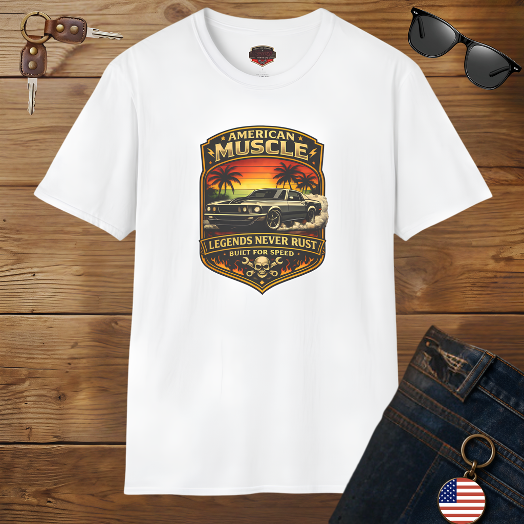 Legends Never Rust American Muscle Tee | Classic Car Shirt