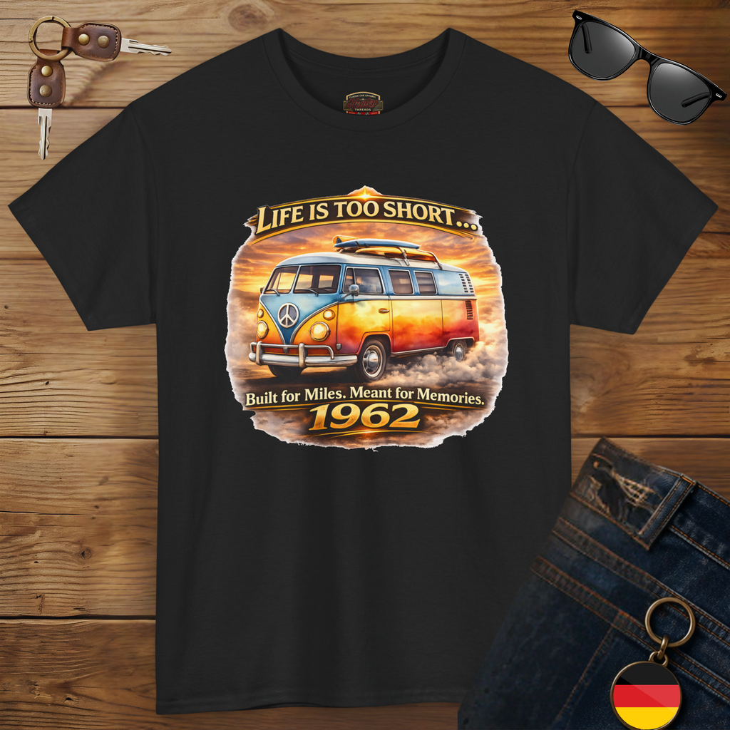 Life Is Too Short Retro Van Tee | Vintage Road Trip Shirt