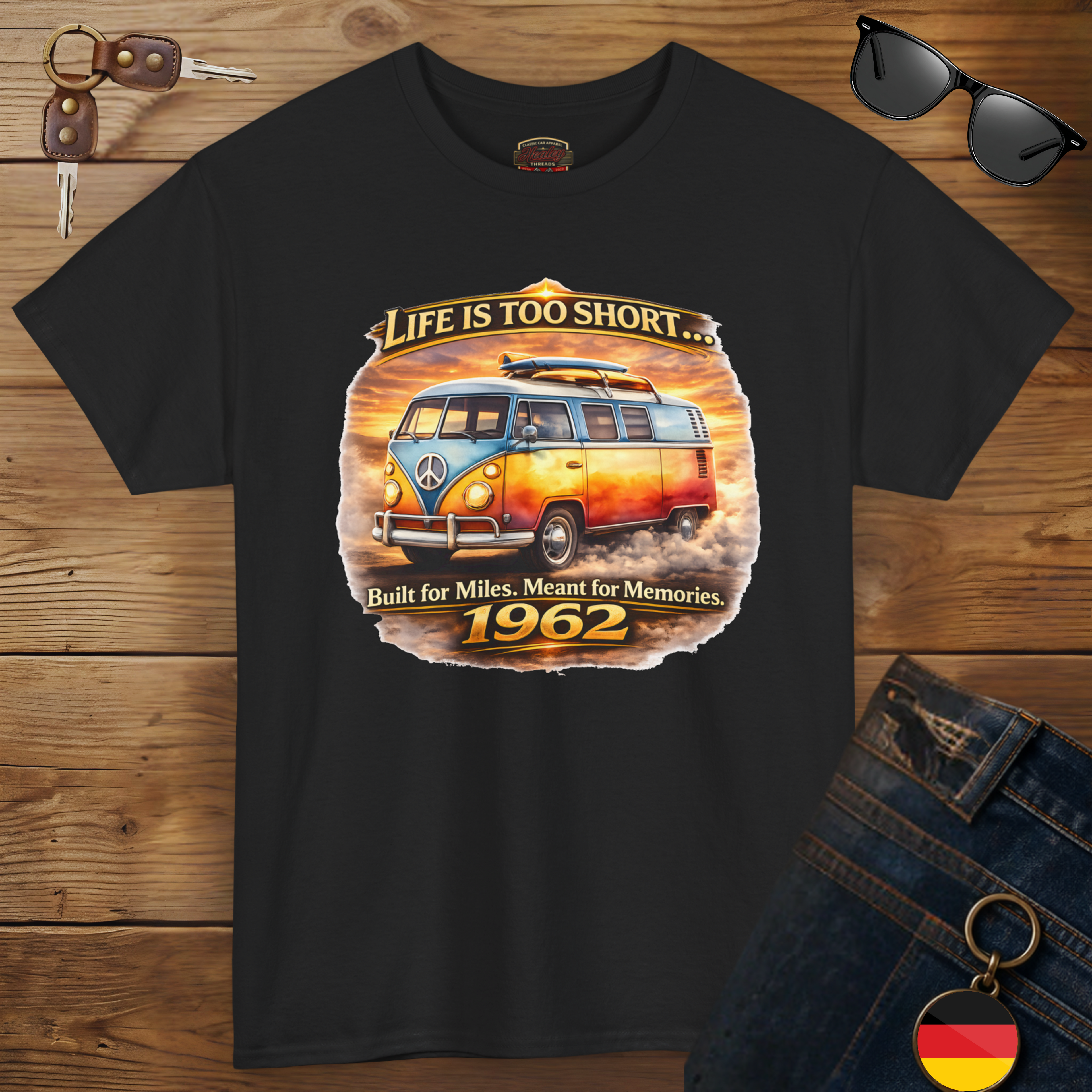 Life Is Too Short Retro Van Tee | Vintage Road Trip Shirt