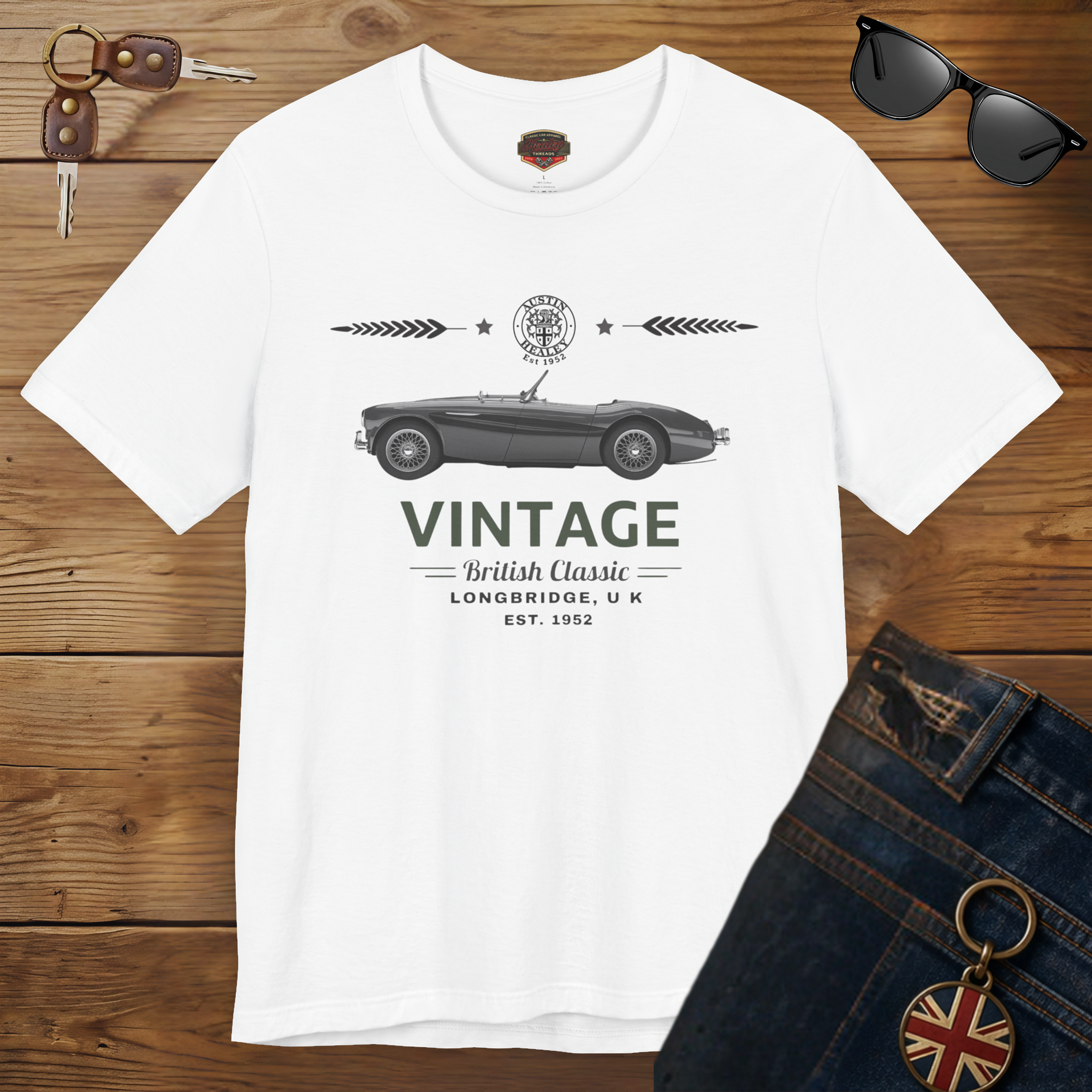 Vintage British Roadster T-shirt | Classic Car Badge Gift Tee