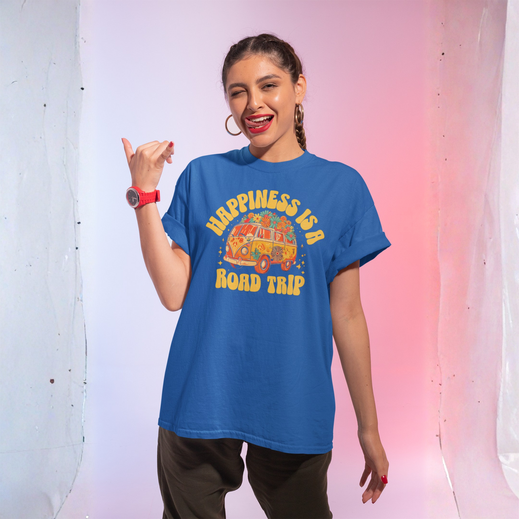 Happiness Is a Road Trip Tee | Retro Boho Van Gift Shirt