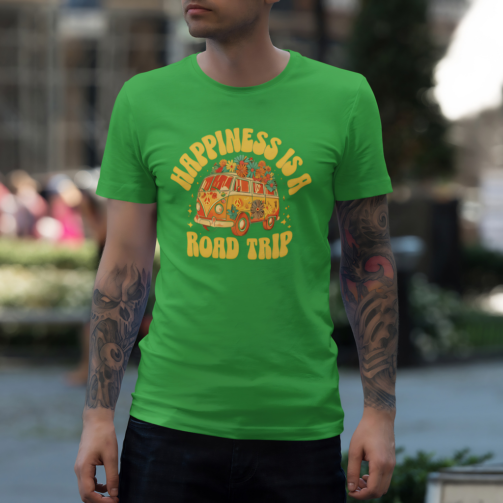 Happiness Is a Road Trip Tee | Retro Boho Van Gift Shirt