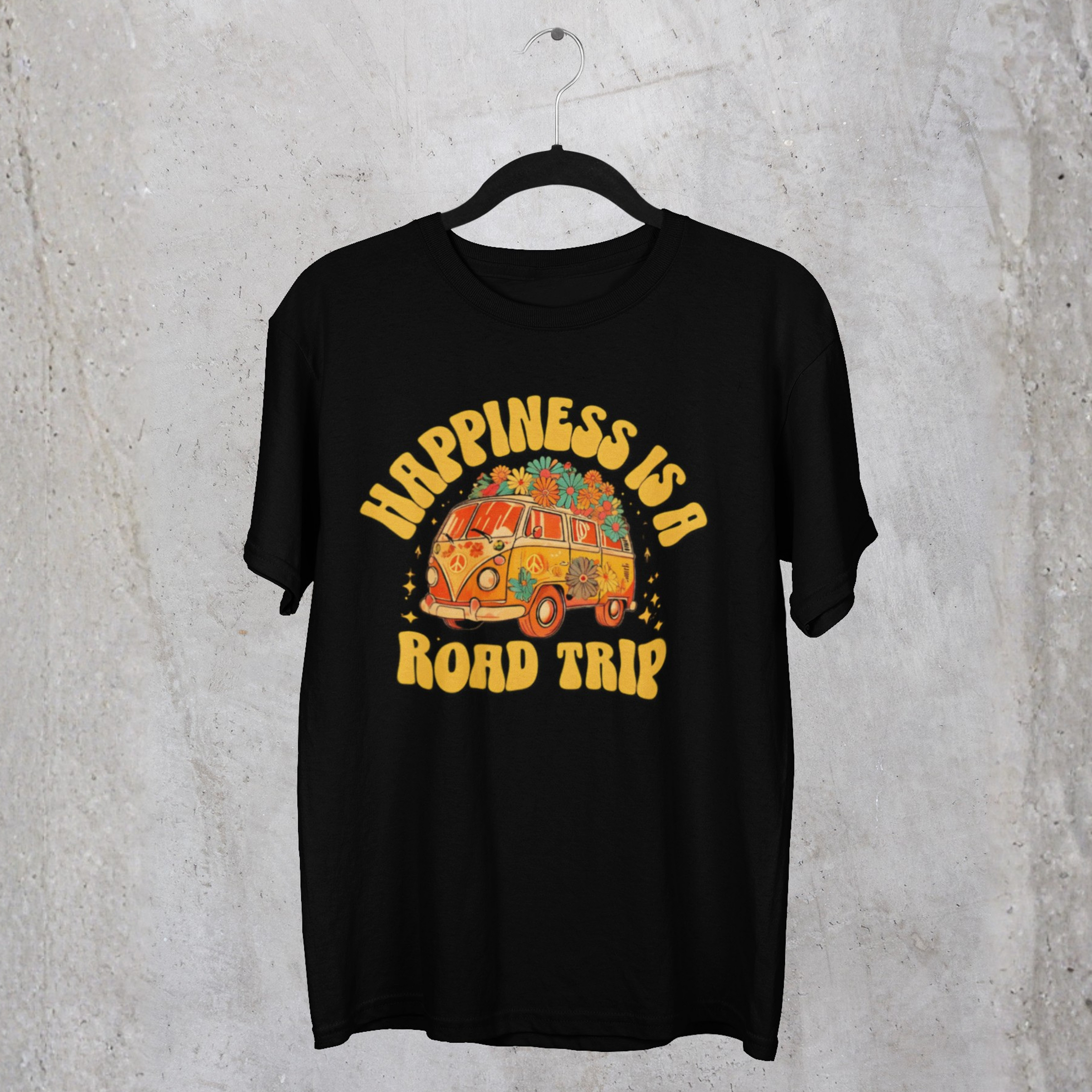 Happiness Is a Road Trip Tee | Retro Boho Van Gift Shirt