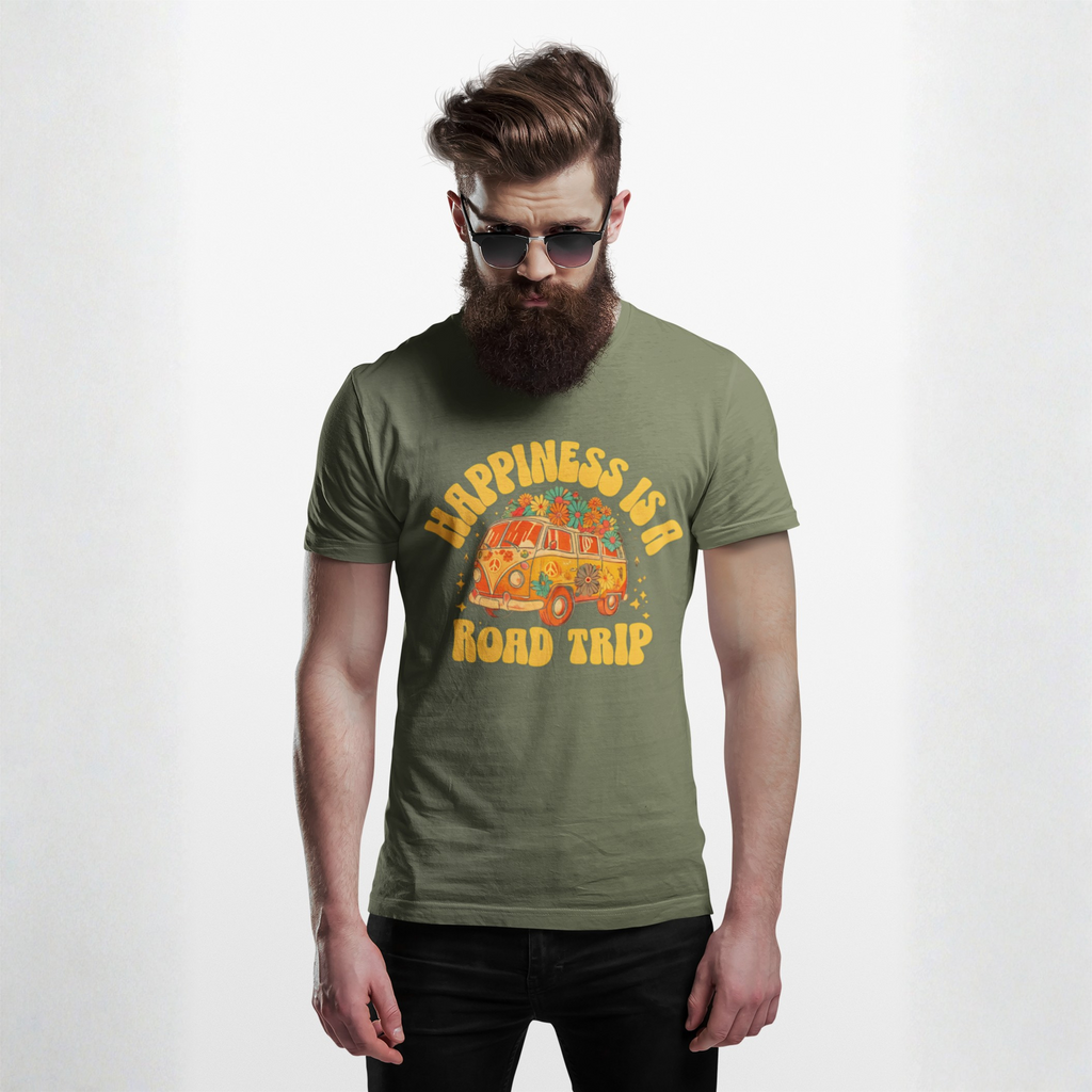 Happiness Is a Road Trip Tee | Retro Boho Van Gift Shirt