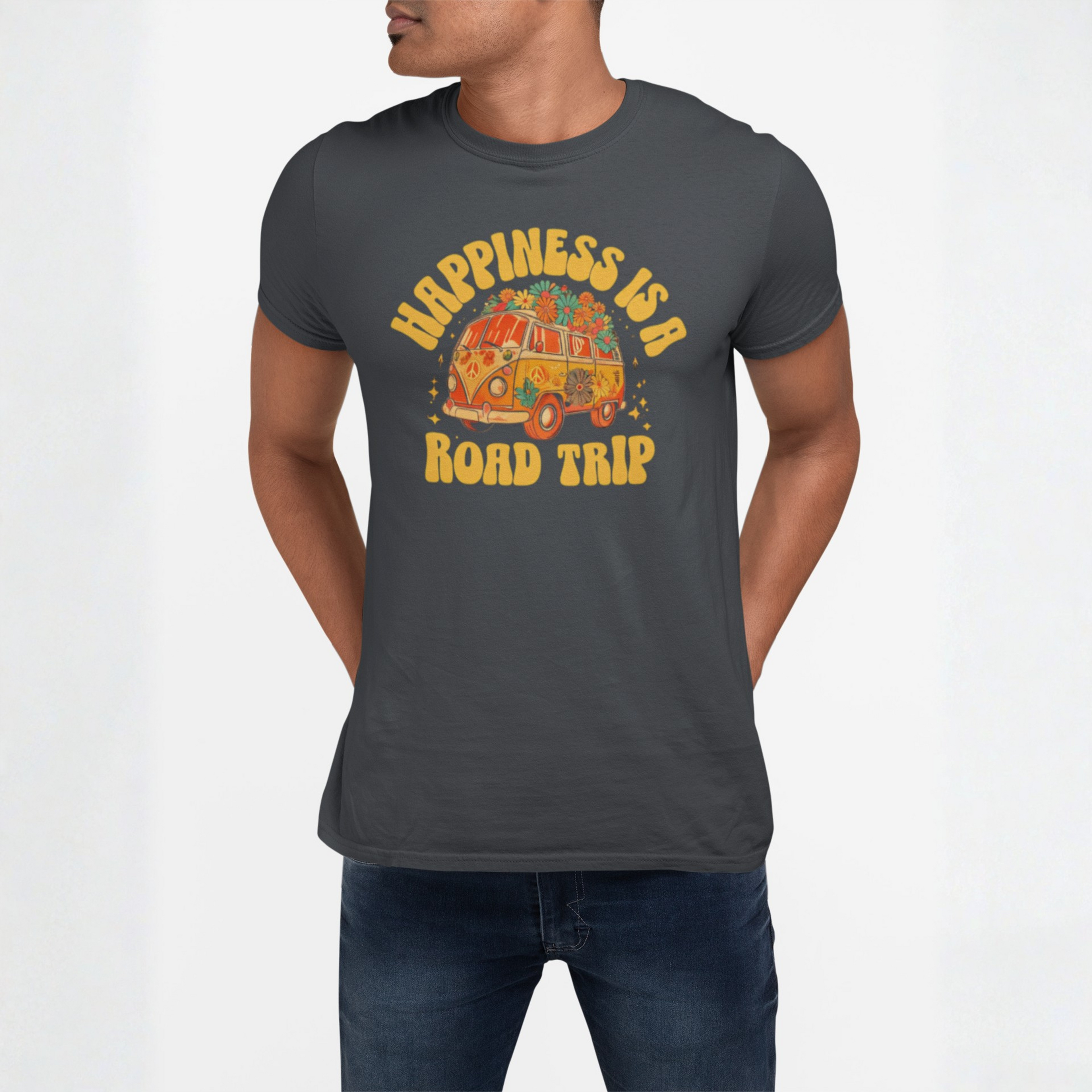 Happiness Is a Road Trip Tee | Retro Boho Van Gift Shirt
