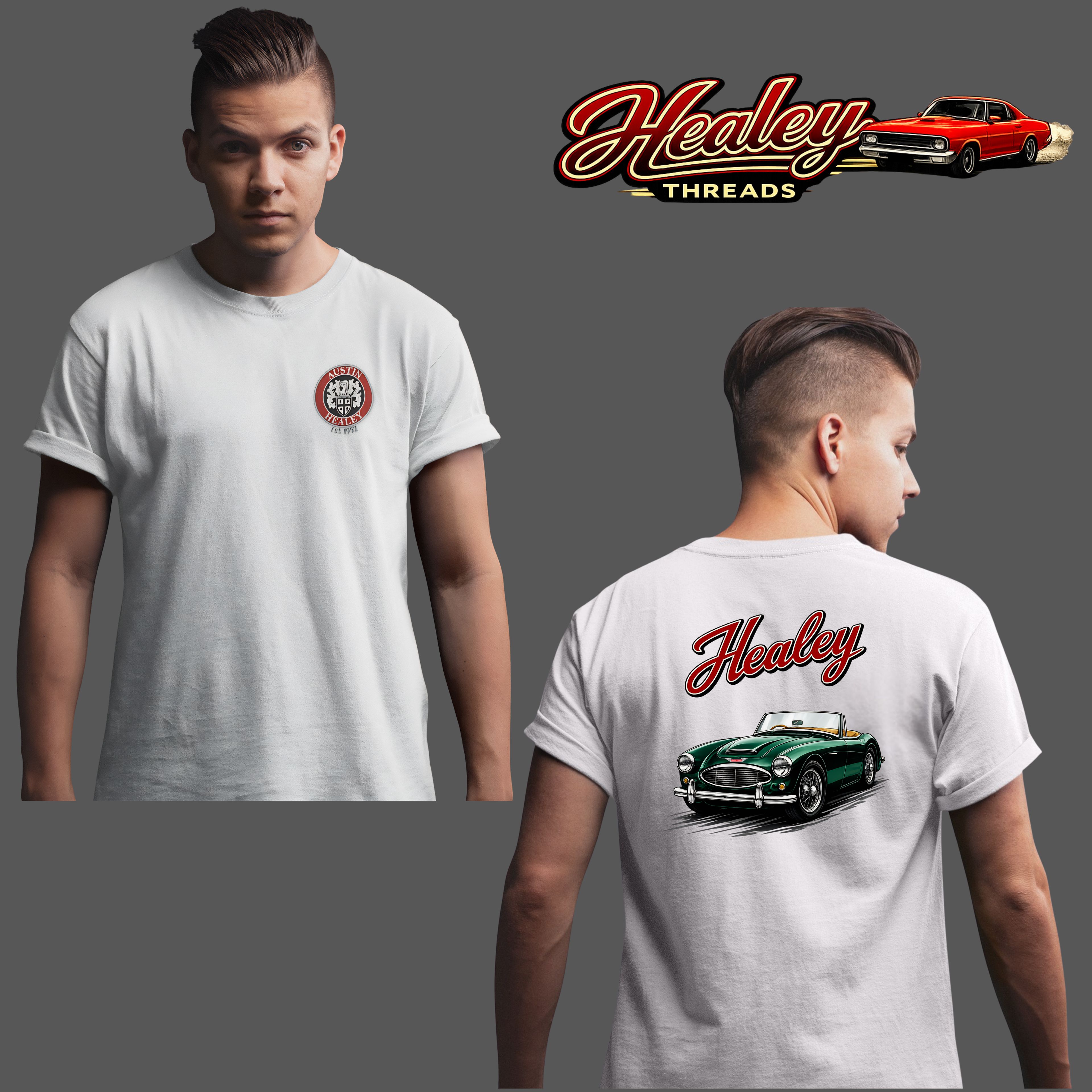Vintage Healey Roadster Tee | Classic Car Badge Gift Shirt