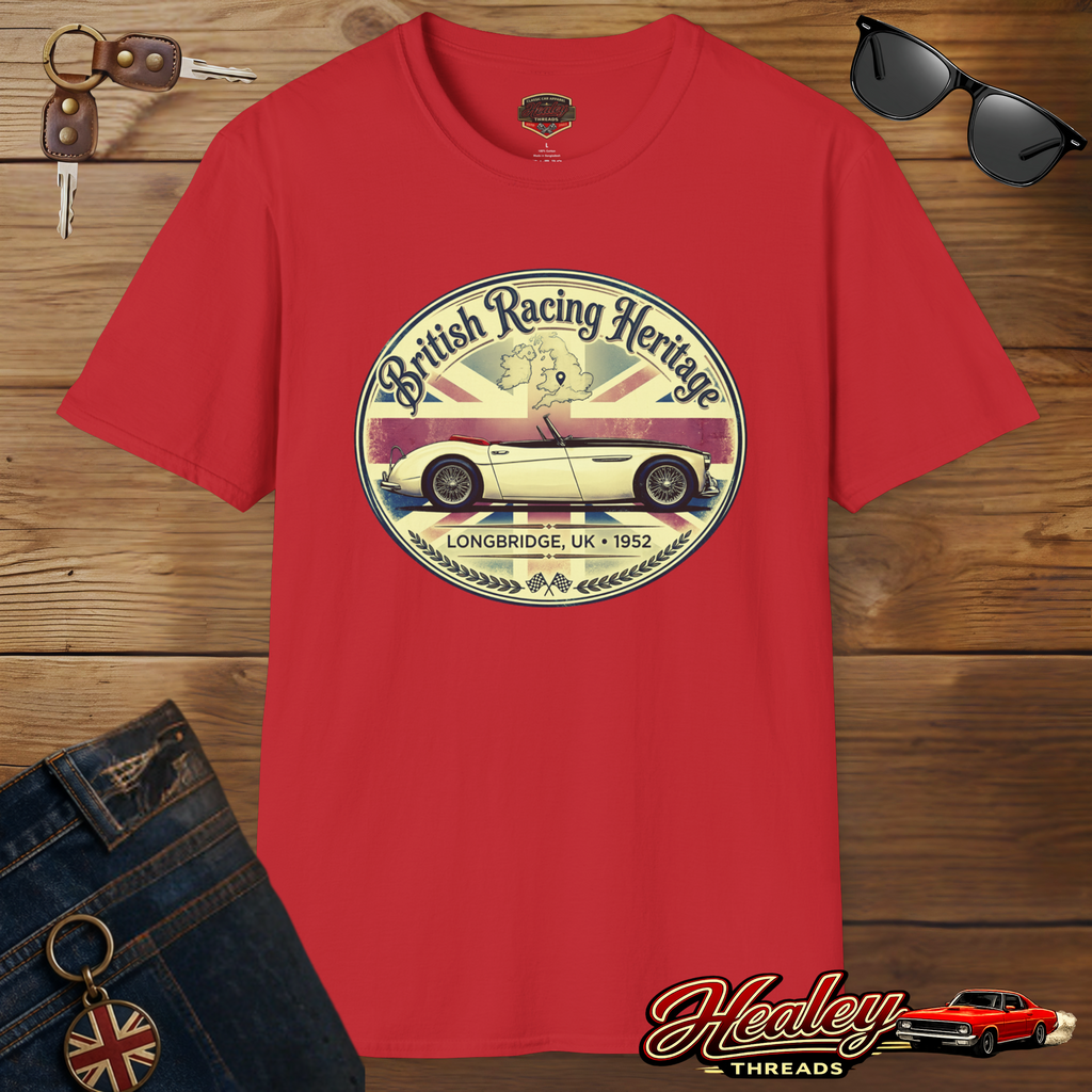 British Racing Heritage Badge Tee | Vintage Roadster Gift