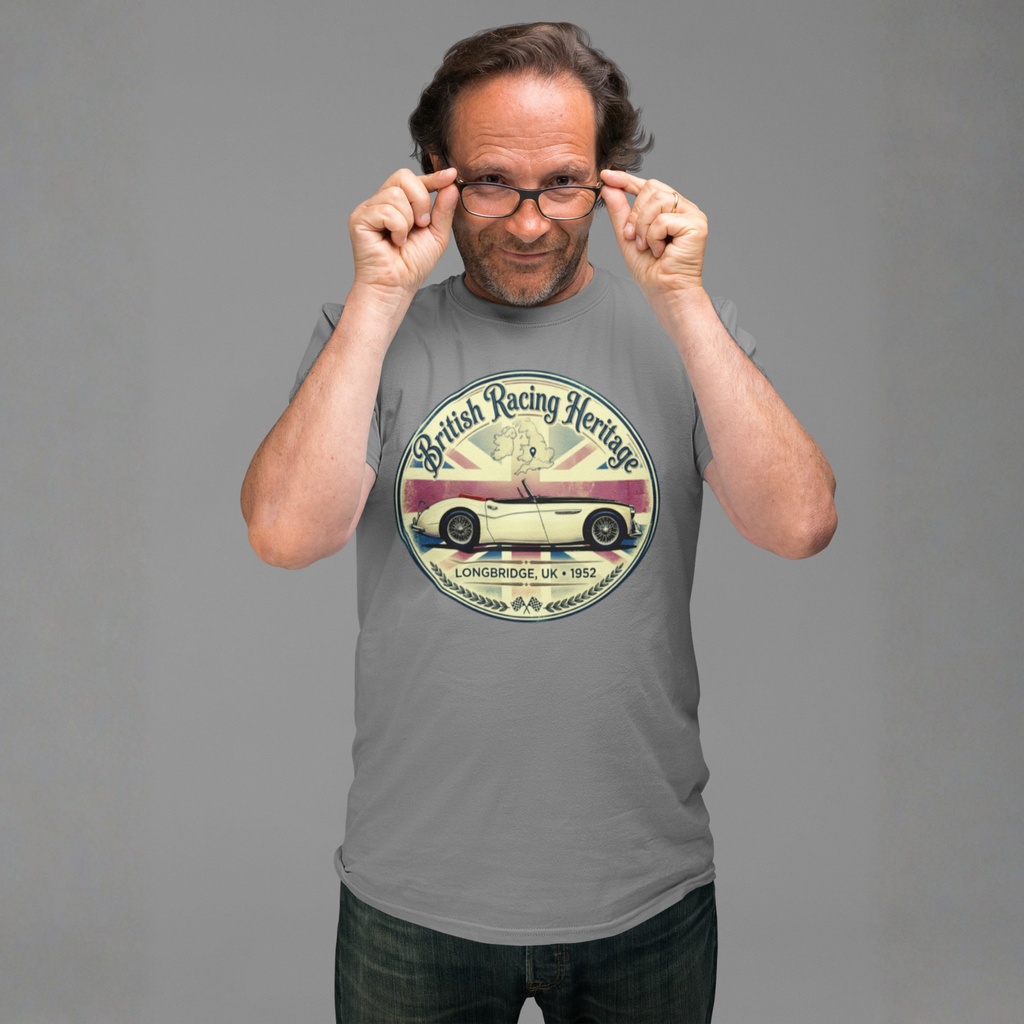 British Racing Heritage Badge Tee | Vintage Roadster Gift