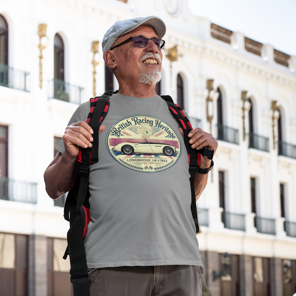 British Racing Heritage Badge Tee | Vintage Roadster Gift
