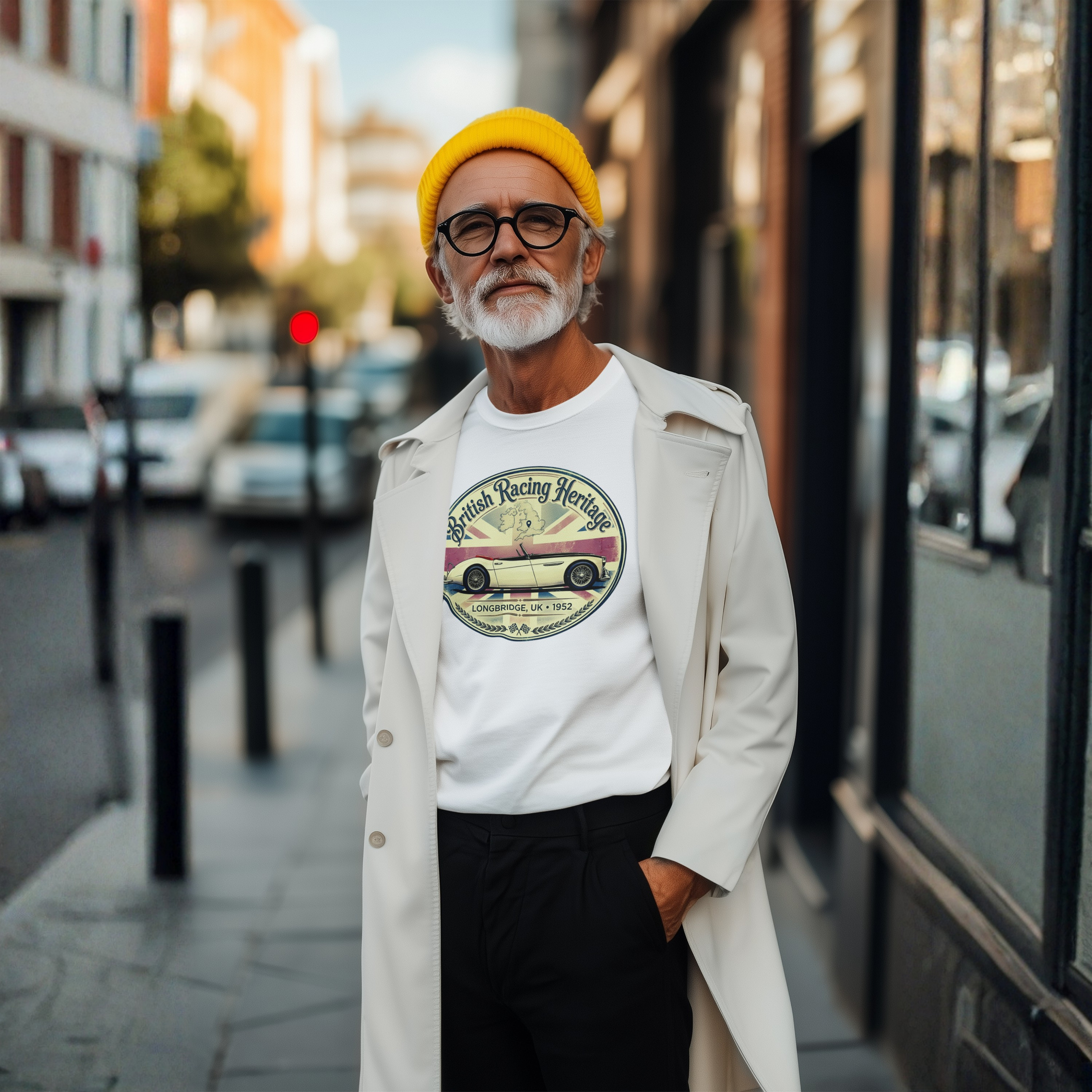 British Racing Heritage Badge Tee | Vintage Roadster Gift
