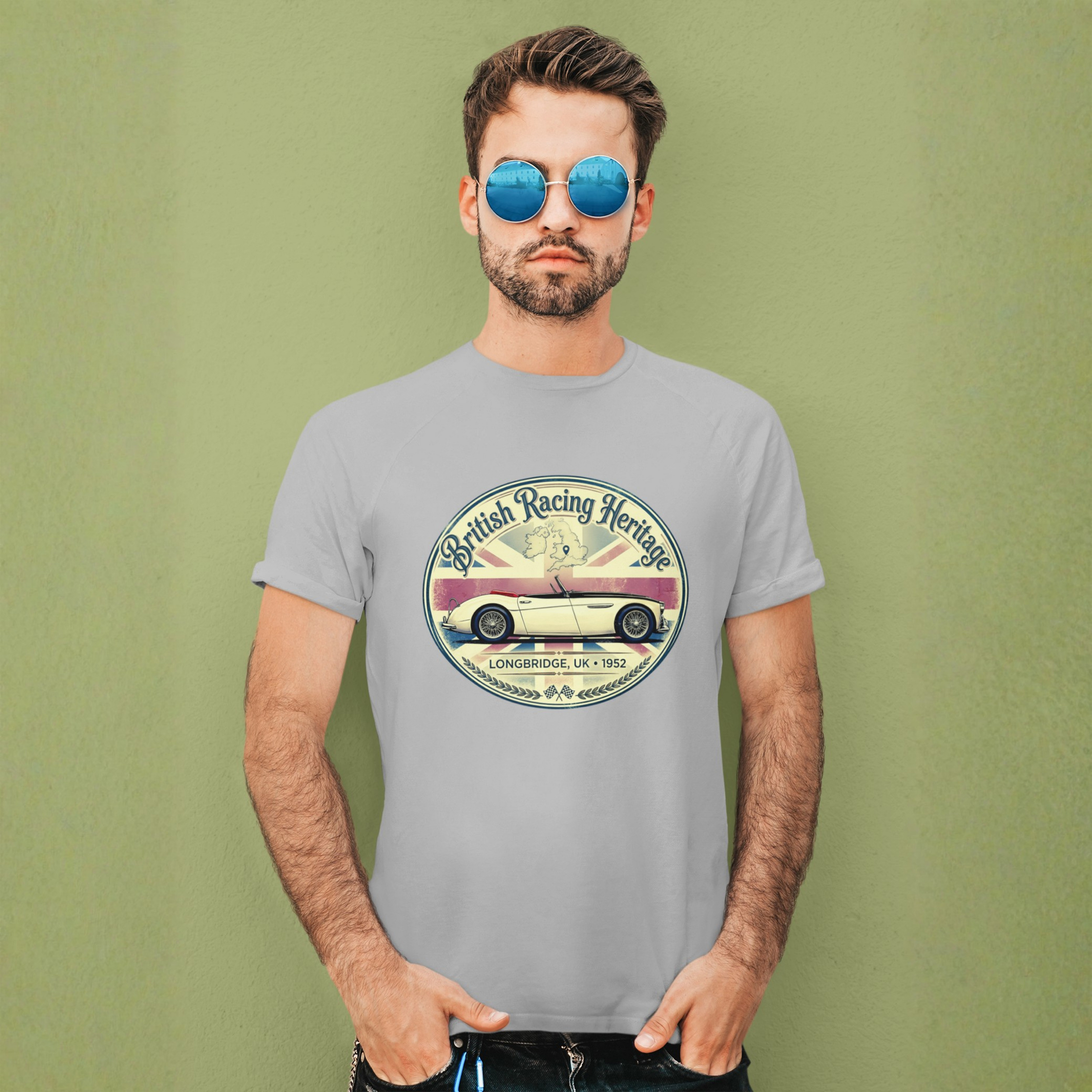British Racing Heritage Badge Tee | Vintage Roadster Gift