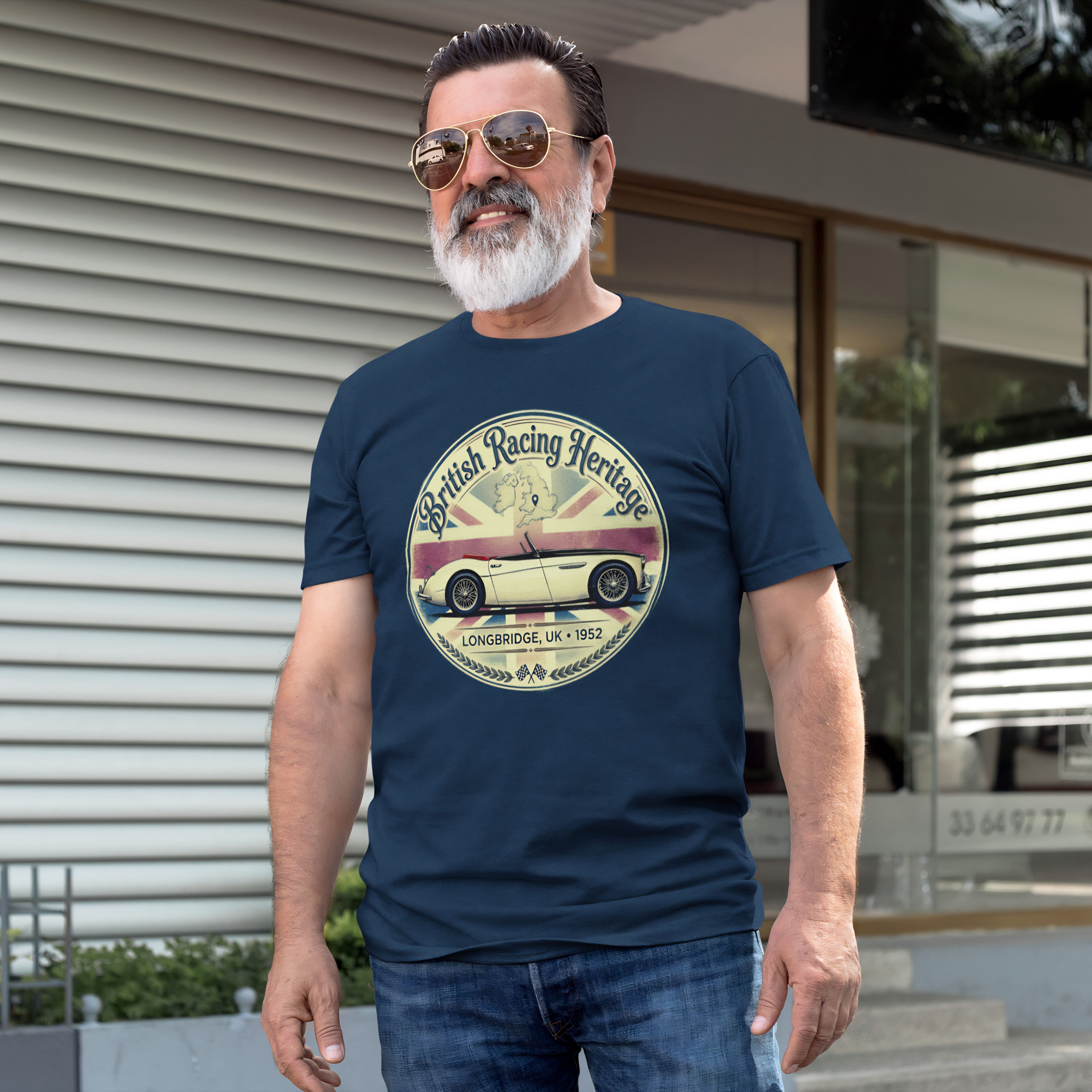 British Racing Heritage Badge Tee | Vintage Roadster Gift