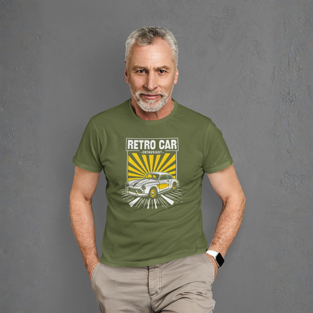 Retro Car Enthusiast Sunburst Tee | Vintage Car Gift Shirt