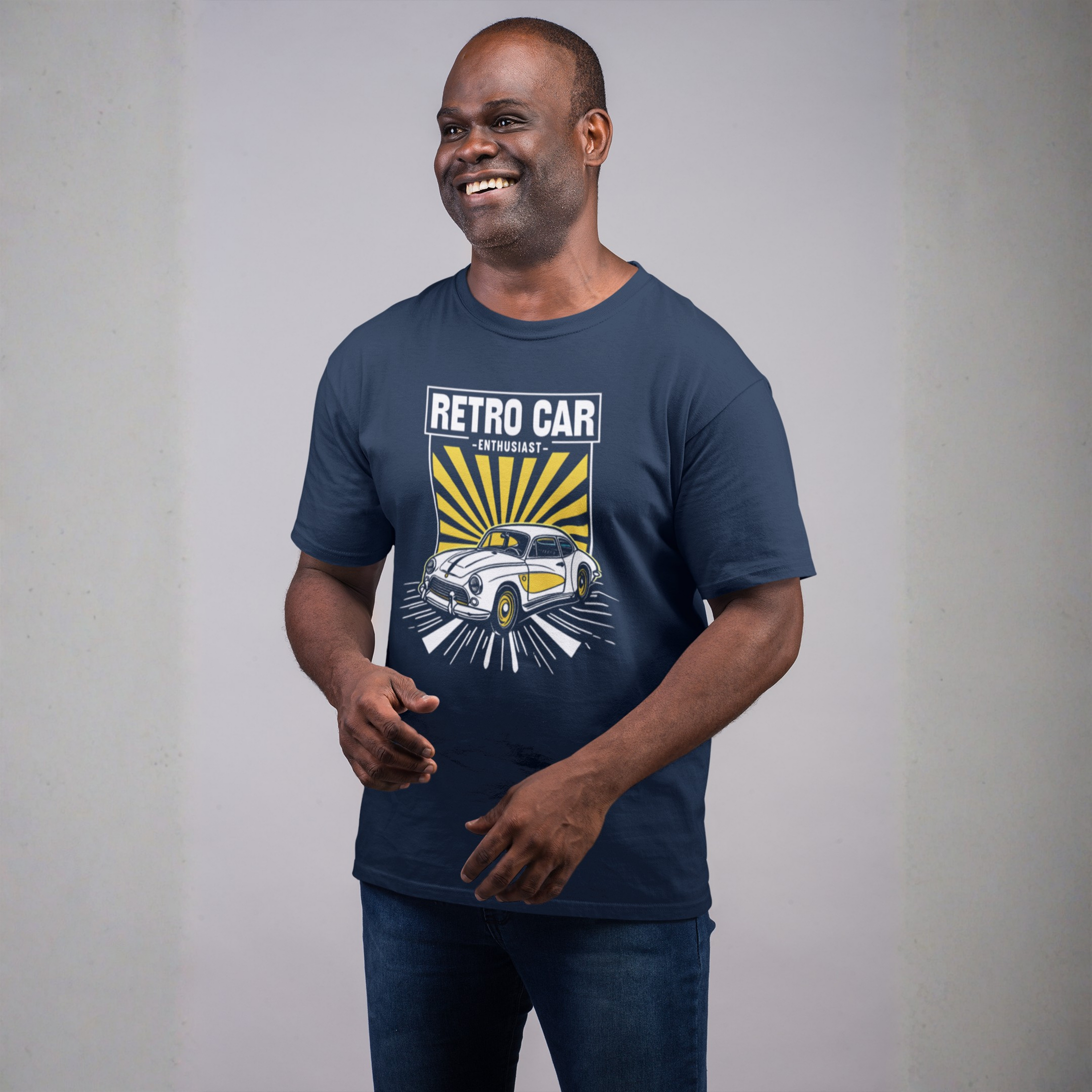 Retro Car Enthusiast Sunburst Tee | Vintage Car Gift Shirt