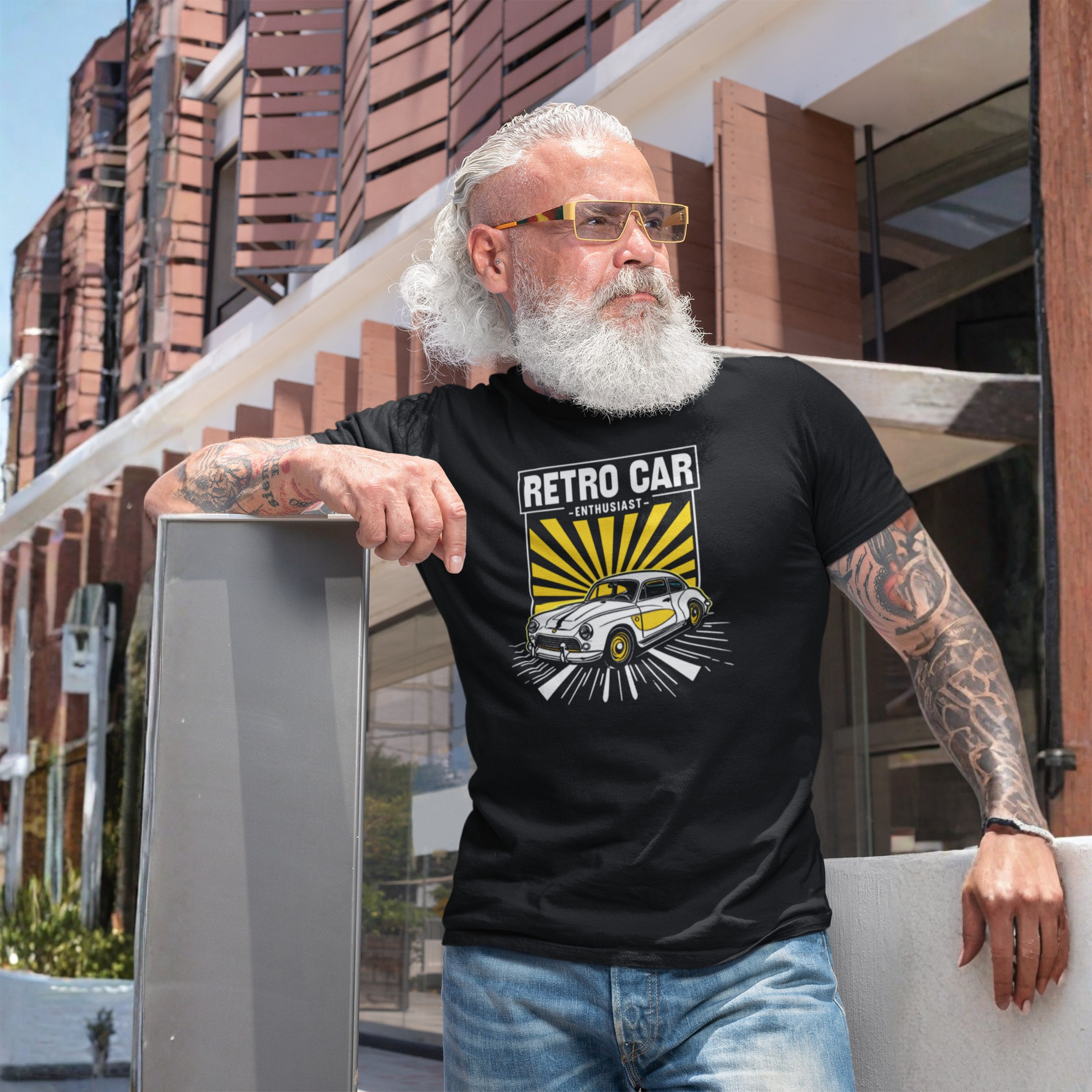 Retro Car Enthusiast Sunburst Tee | Vintage Car Gift Shirt