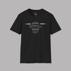 Black t-shirt with vintage Healey car graphic and text on a gray background
