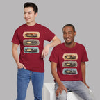 Classic Sports Cars Tee | Vintage Three-Panel Car Graphic Shirt