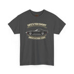 Gray t-shirt with vintage vette graphic and text on a white background