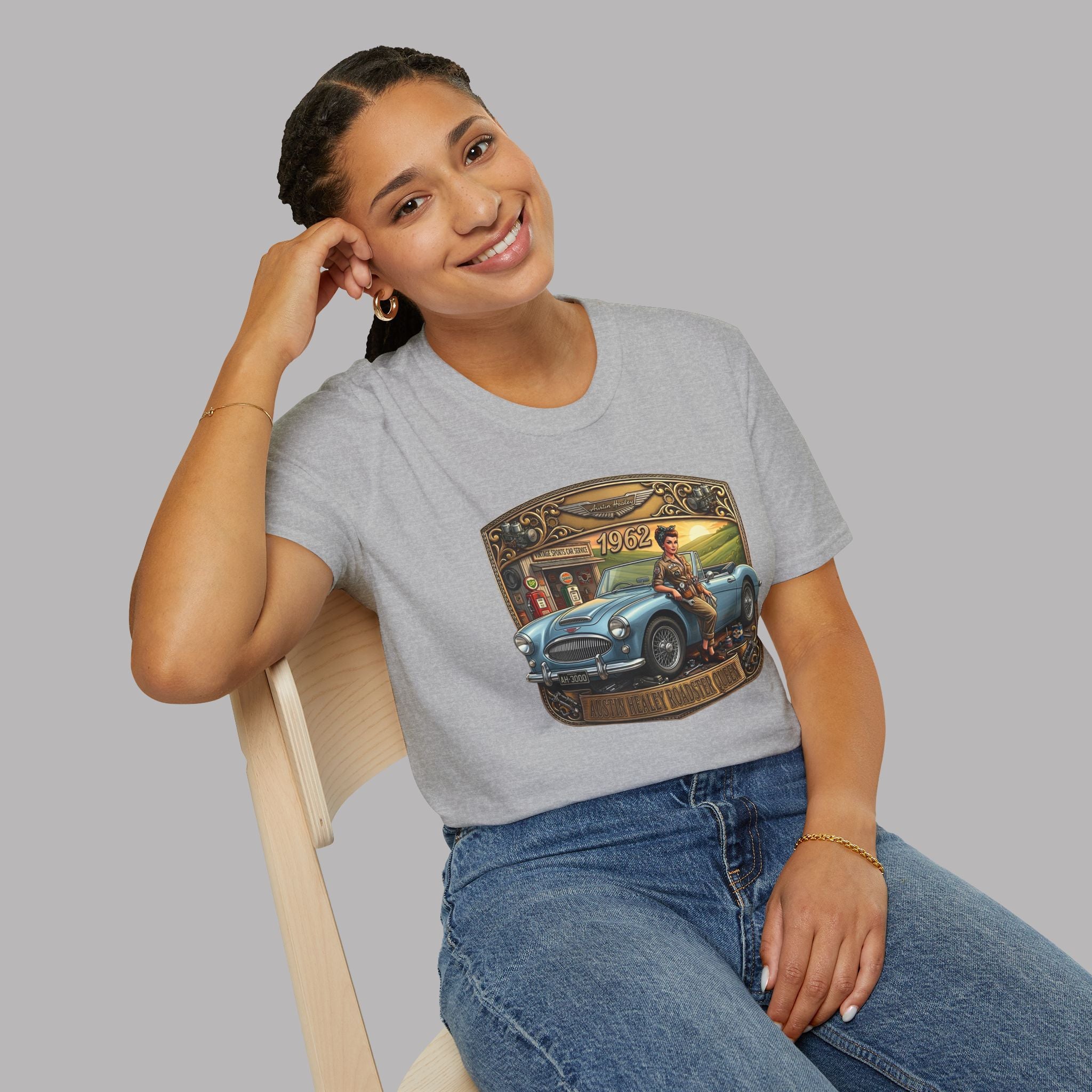 Vintage 1962 Roadster T-Shirt - Retro Classic Car & Boy Illustration
